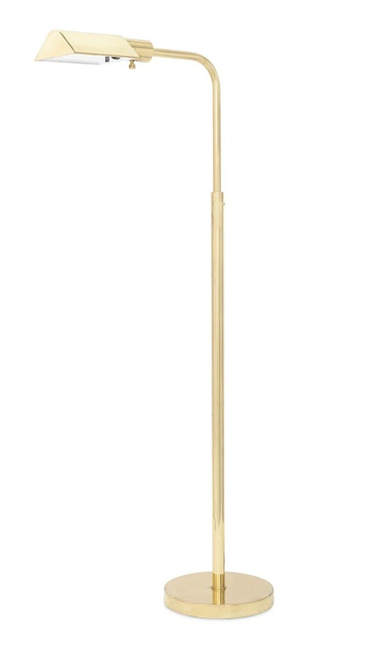 J. Mendizabal Brass Adjustable Swing-Arm Reading Lamp, with label inside shade. Fully extended: 55.75