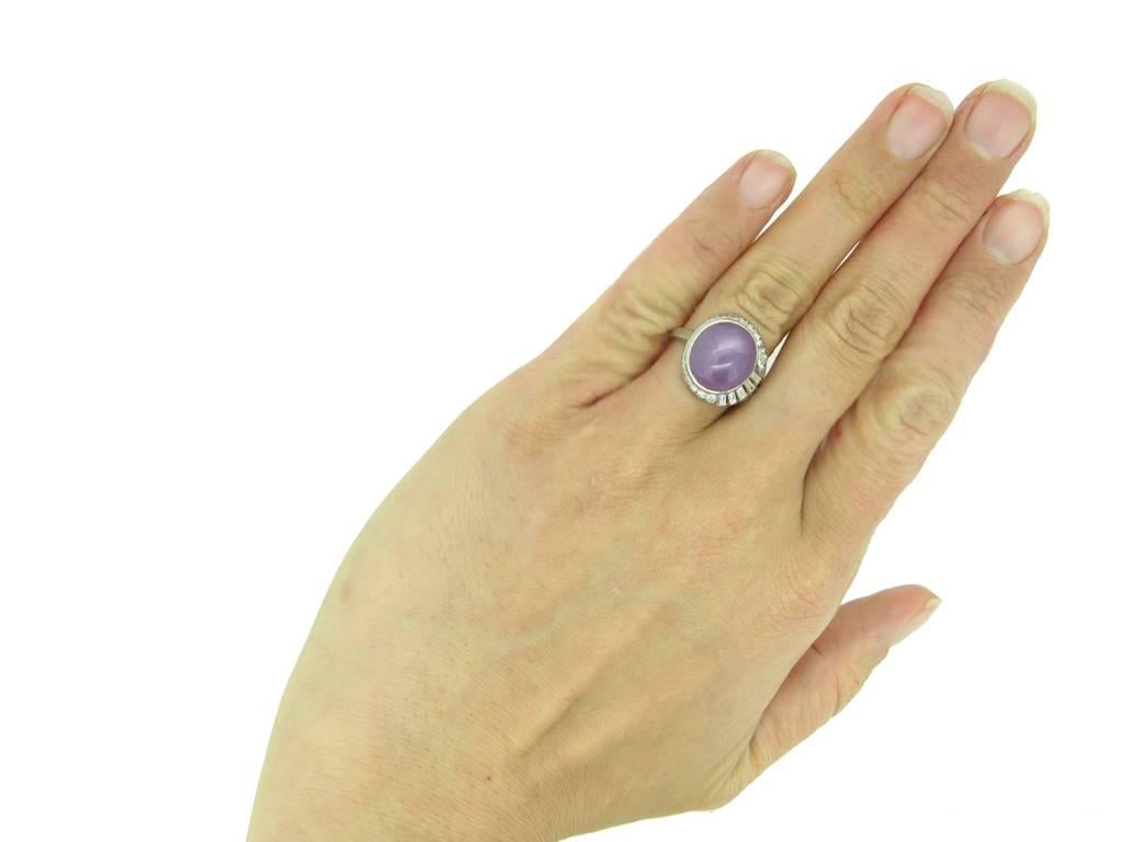 Baguette Cut J. Milhening Inc. Star Sapphire and Diamond Ring, Chicago, American, circa 1935 For Sale