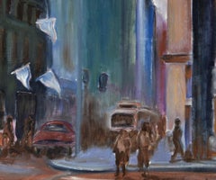Night Life in the City - Figurative Cityscape
