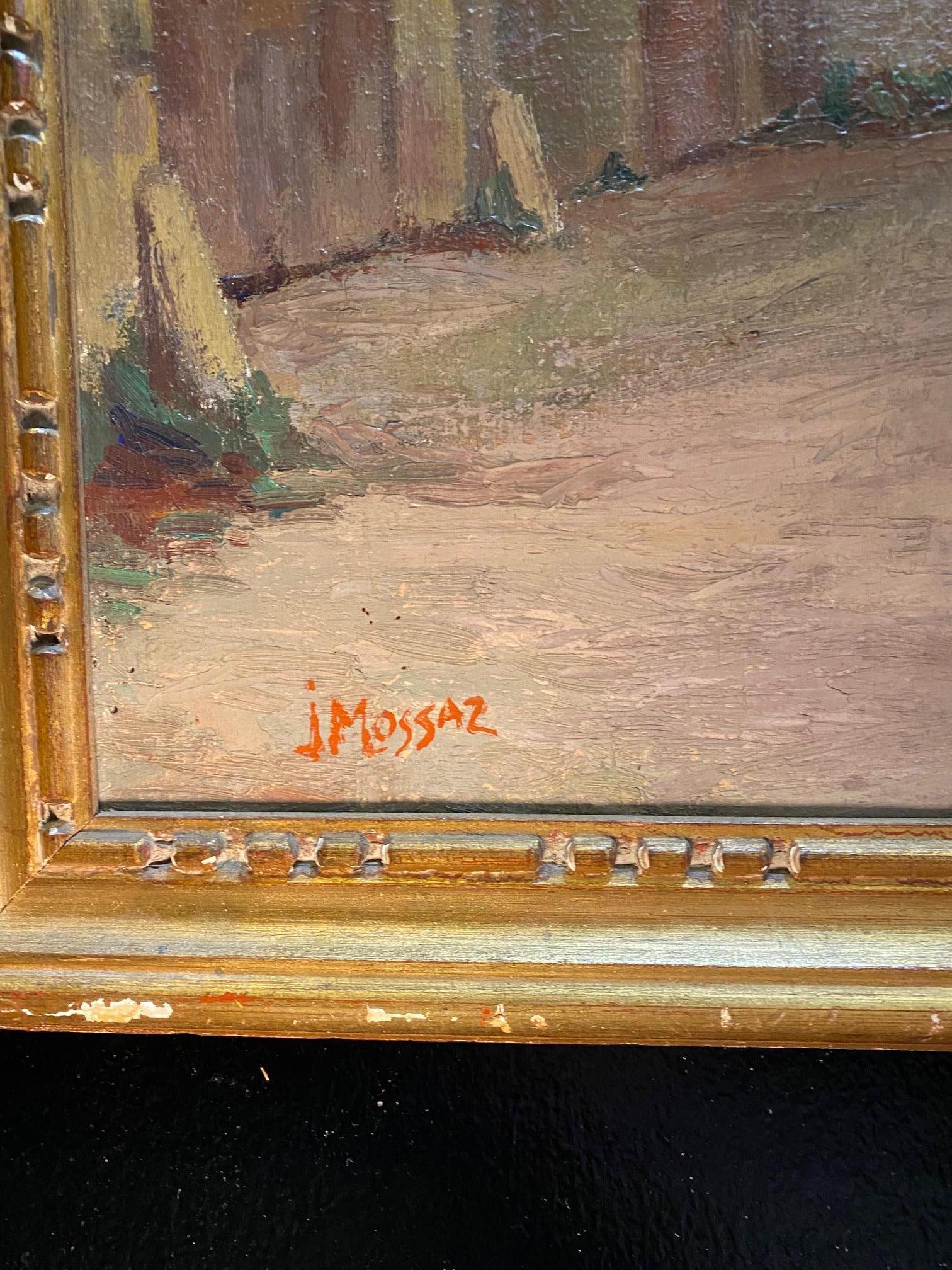 La fattoria di J. Mossaz - Olio su tela 55x43 cm in vendita 3