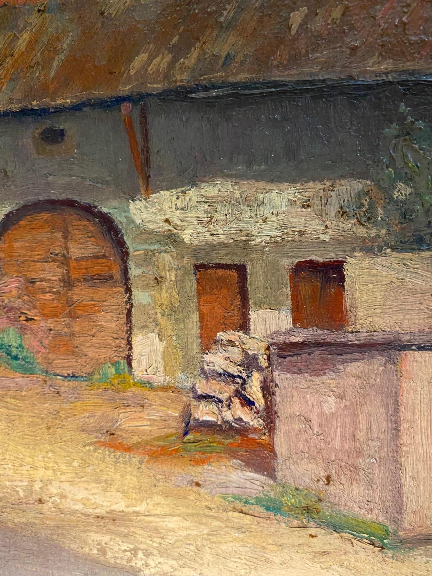 La fattoria di J. Mossaz - Olio su tela 55x43 cm in vendita 5