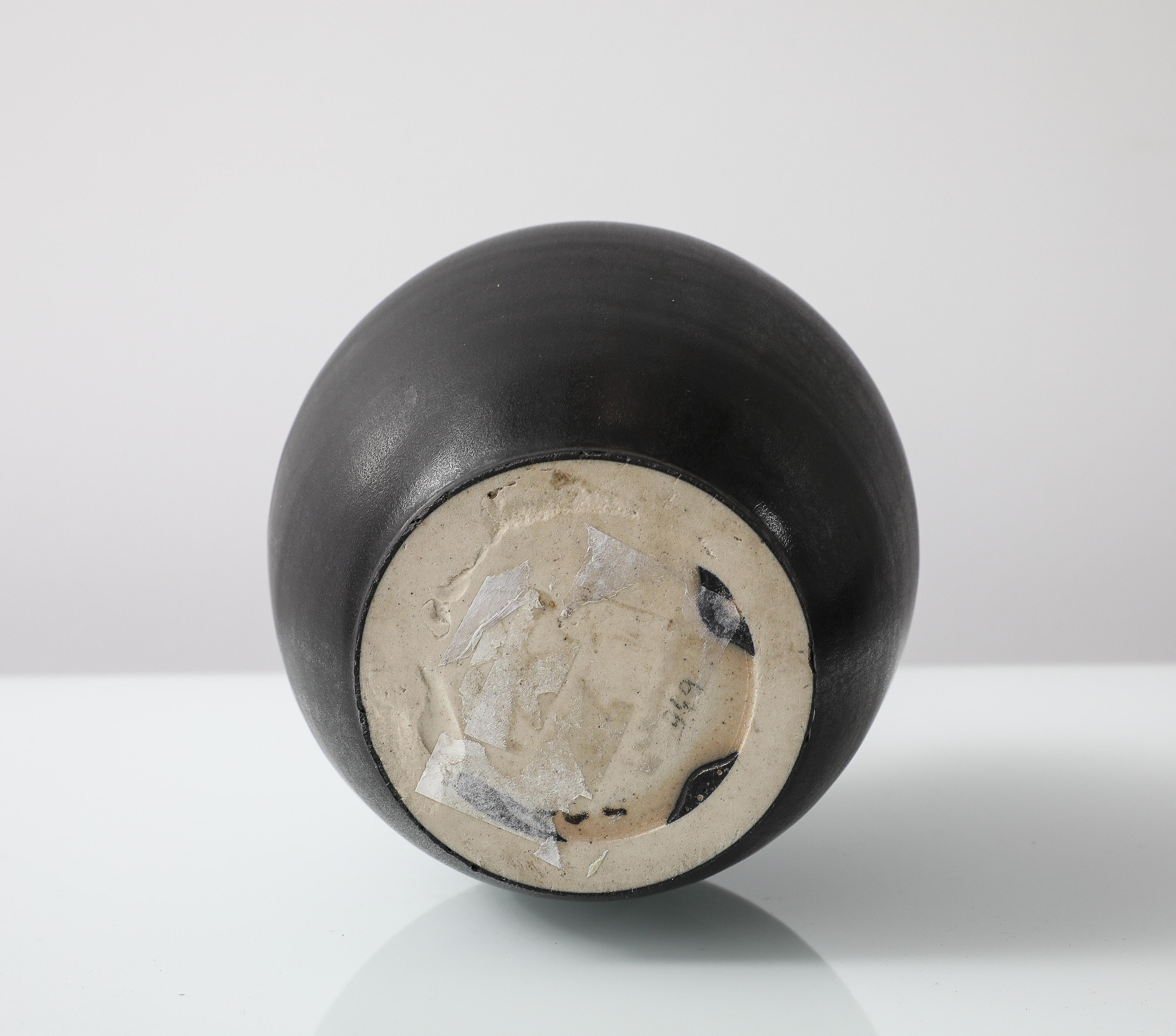 J. Mougin Black Vase, France, c. 1950, signed 3