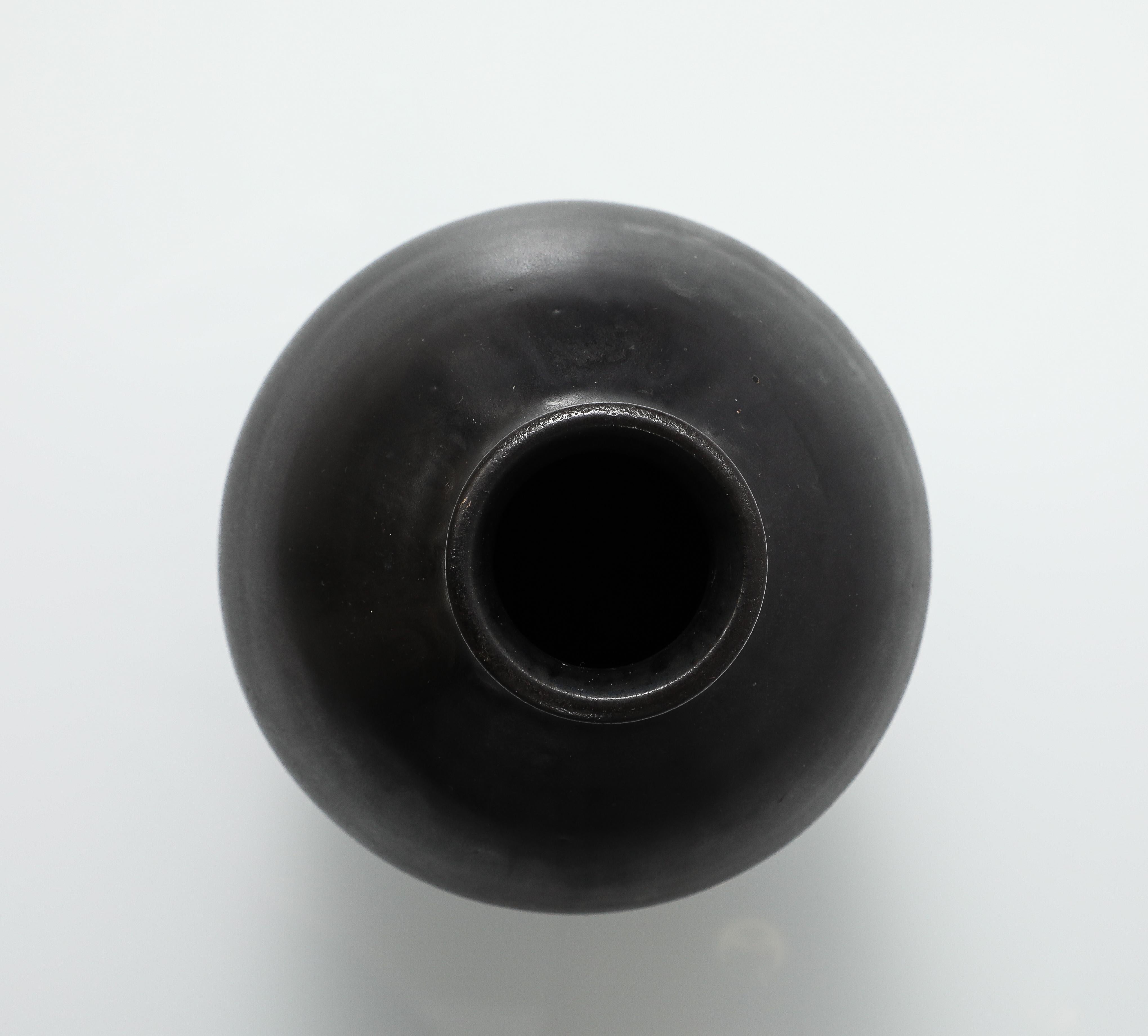 French J. Mougin Black Vase, France, c. 1950, signed