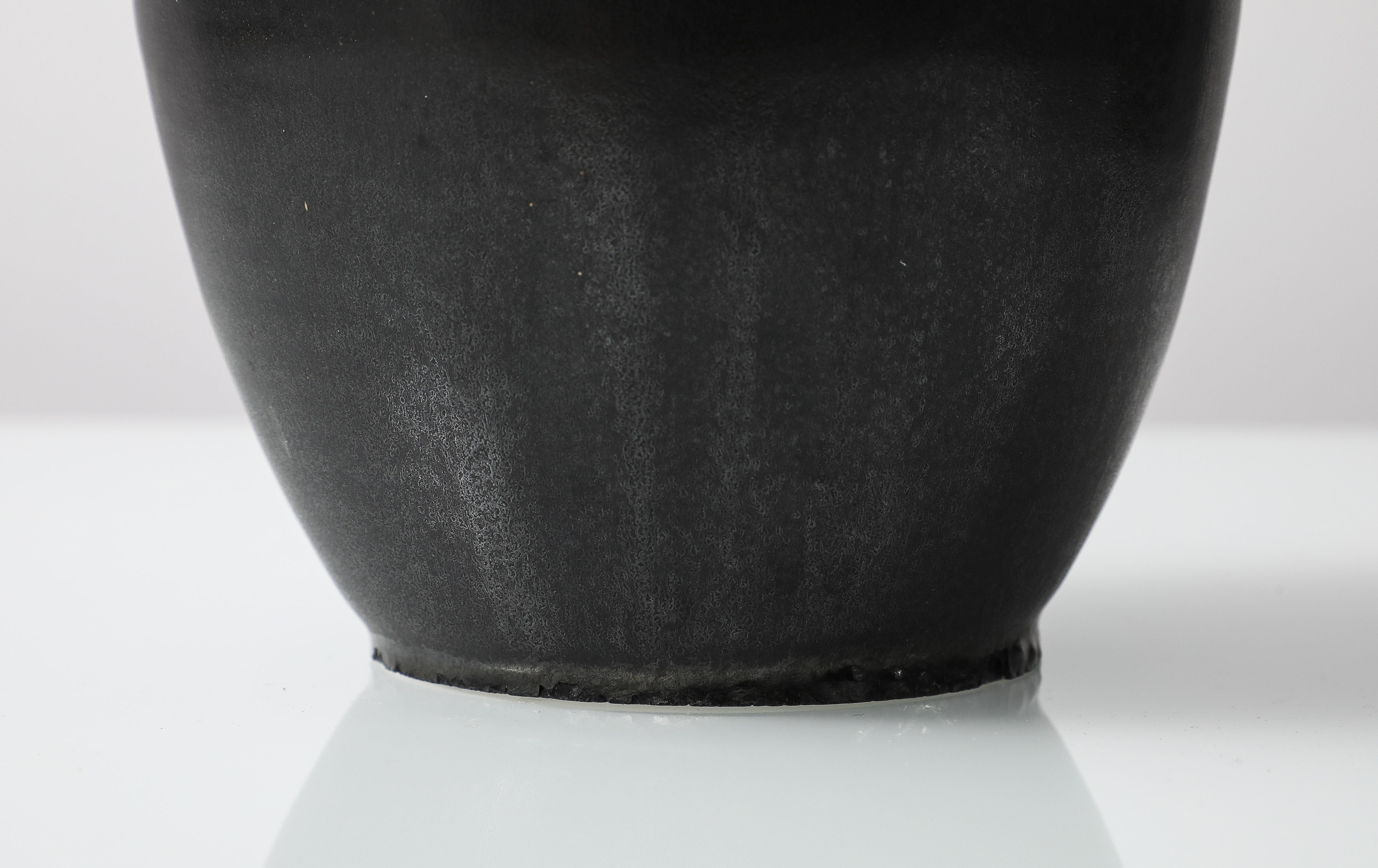 J. Mougin Black Vase, France, c. 1950, signed 1