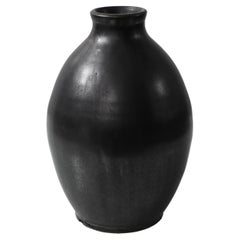 J. Mougin Black Vase, France, c. 1950, signed