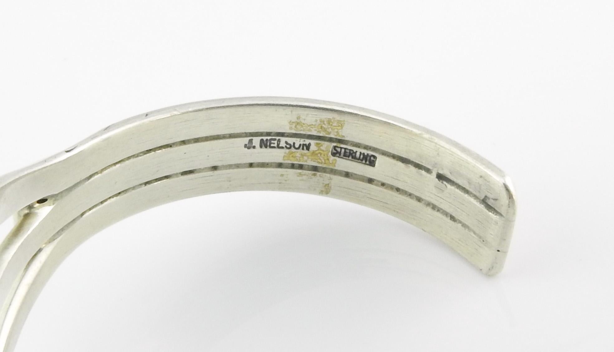 J. Nelson Native American Sterling Silber Türkis Manschettenknopf Armband 1