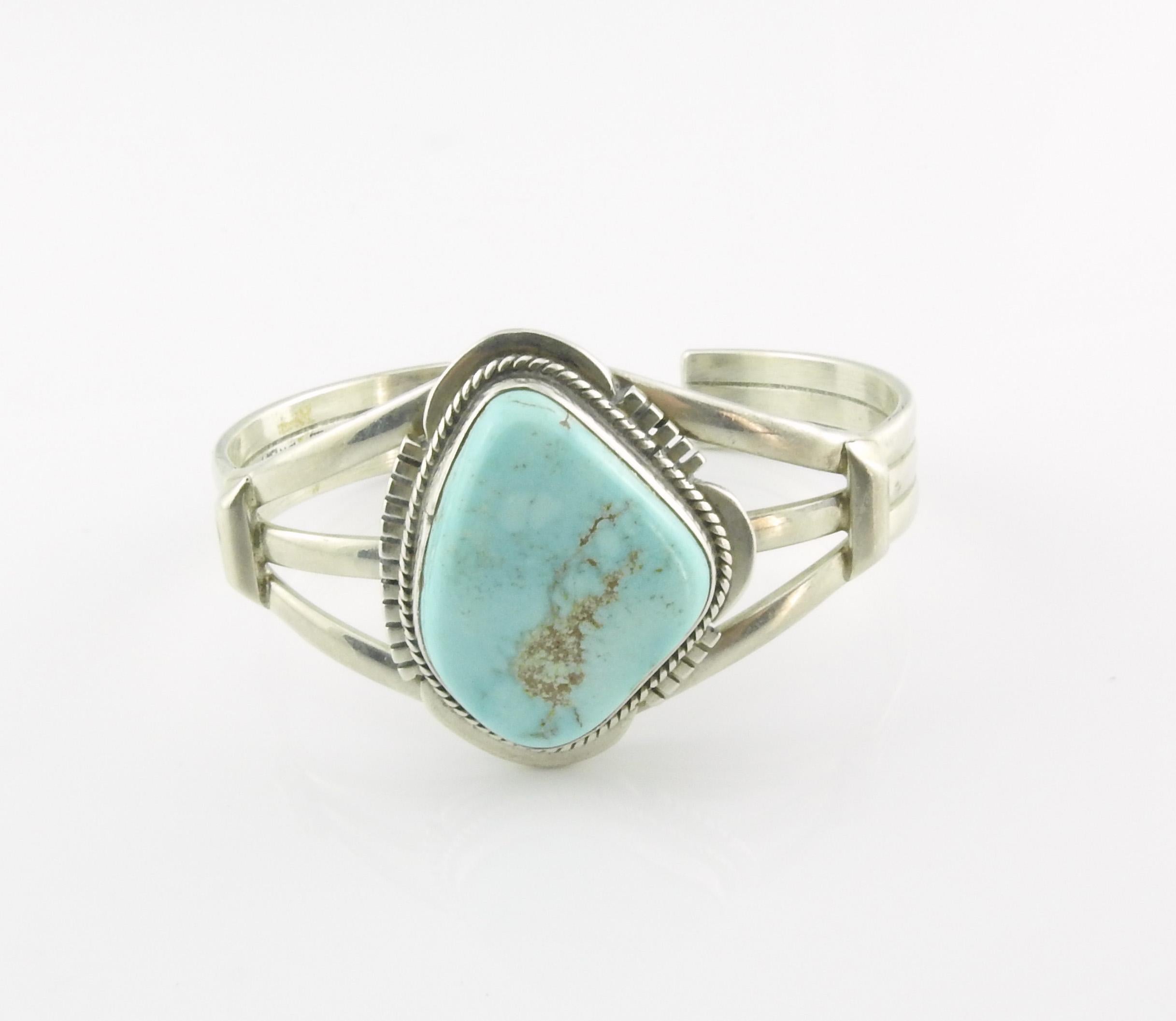 J. Nelson Native American Sterling Silber Türkis Manschettenknopf Armband 2
