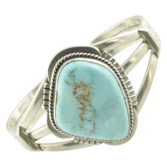 J. Nelson Native American Sterling Silver Turquoise Cuff Bracelet