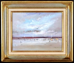 Figures sur la plage - Peinture impressionniste française du milieu du 20e siècle