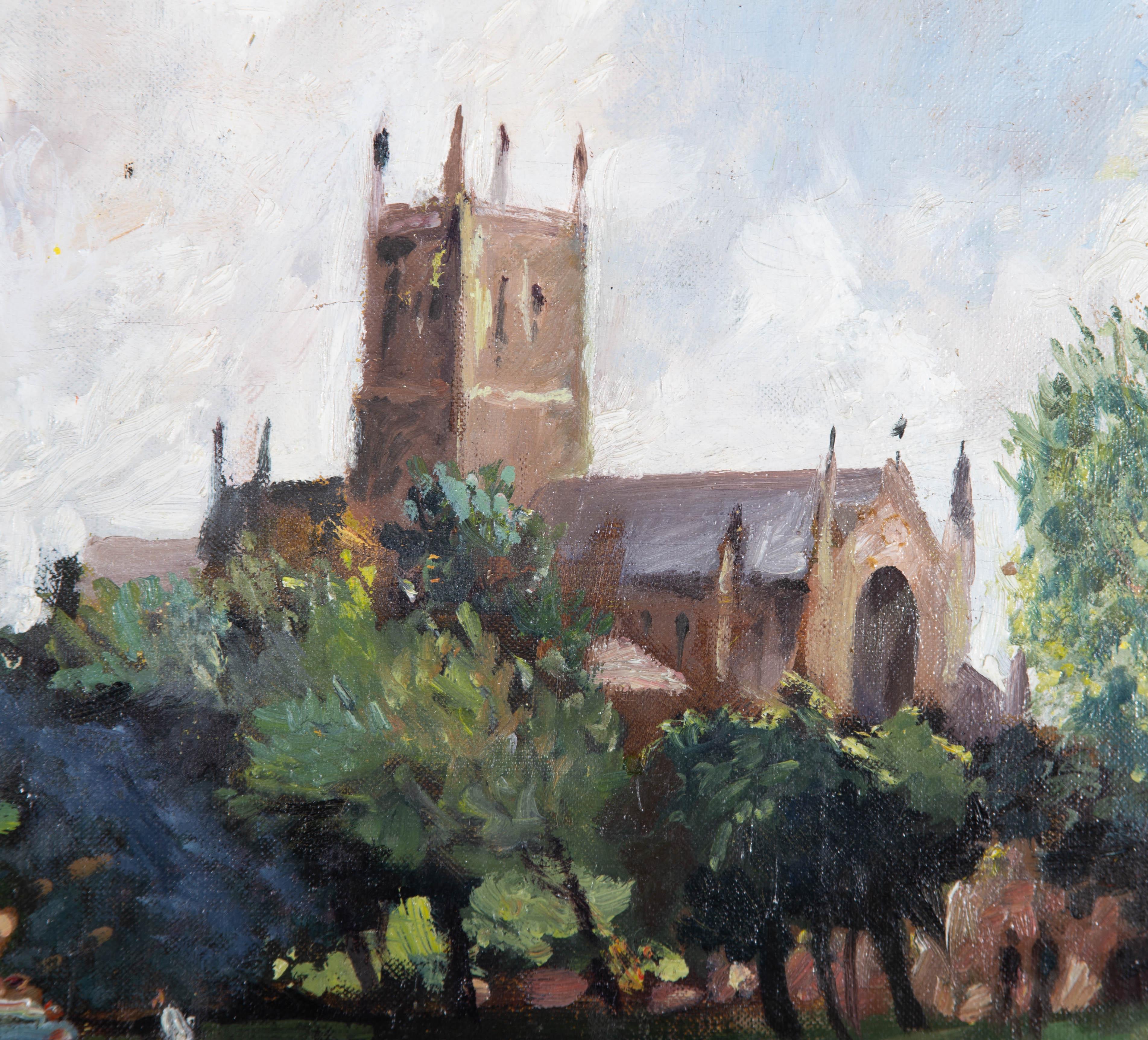 J. Orme - 1969 Oil, Church Gardens For Sale 1