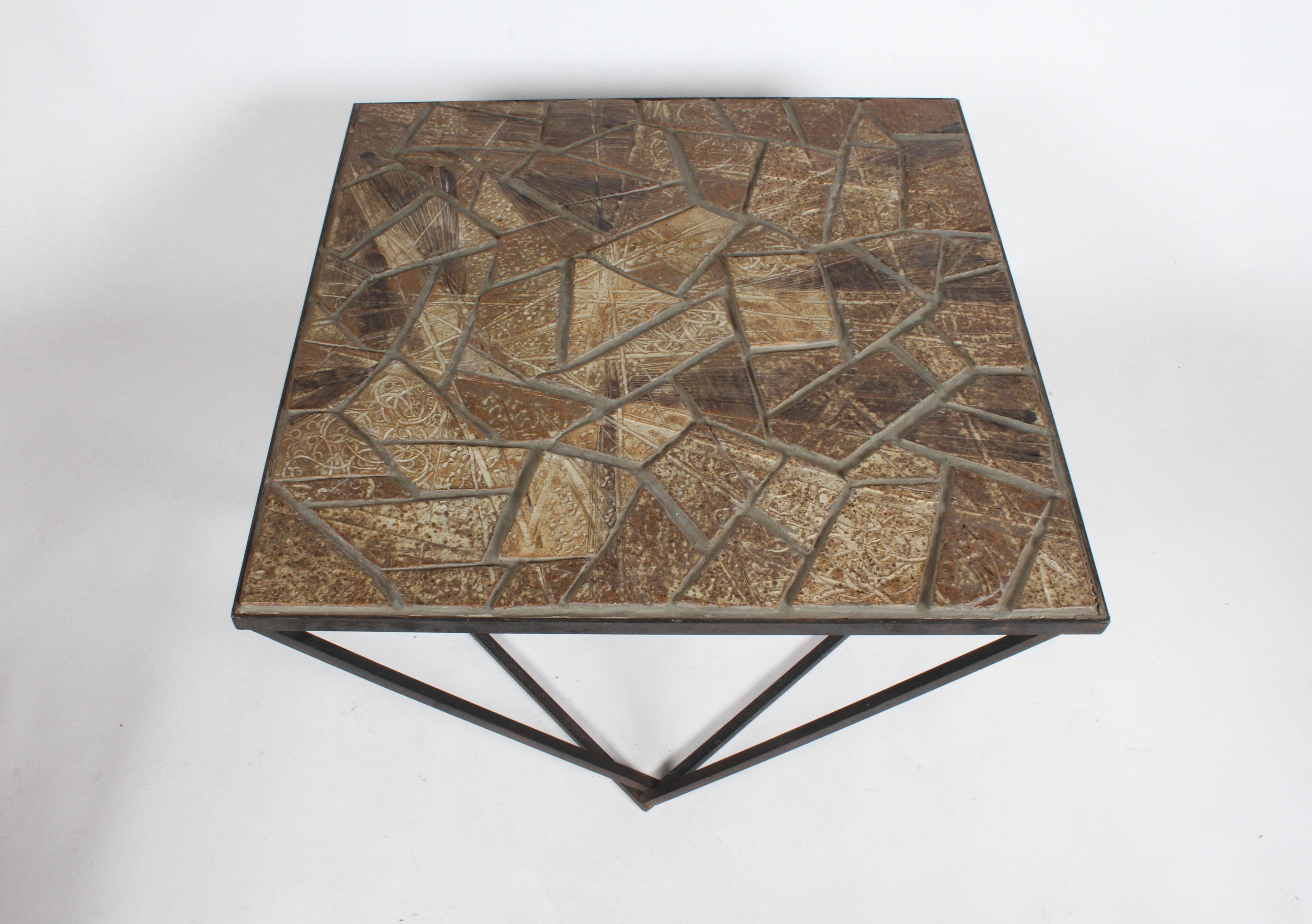 J. Ormond Sanderson Straw Valley Pottery Mid-Century Modern Cubist Coffee Table  For Sale 4