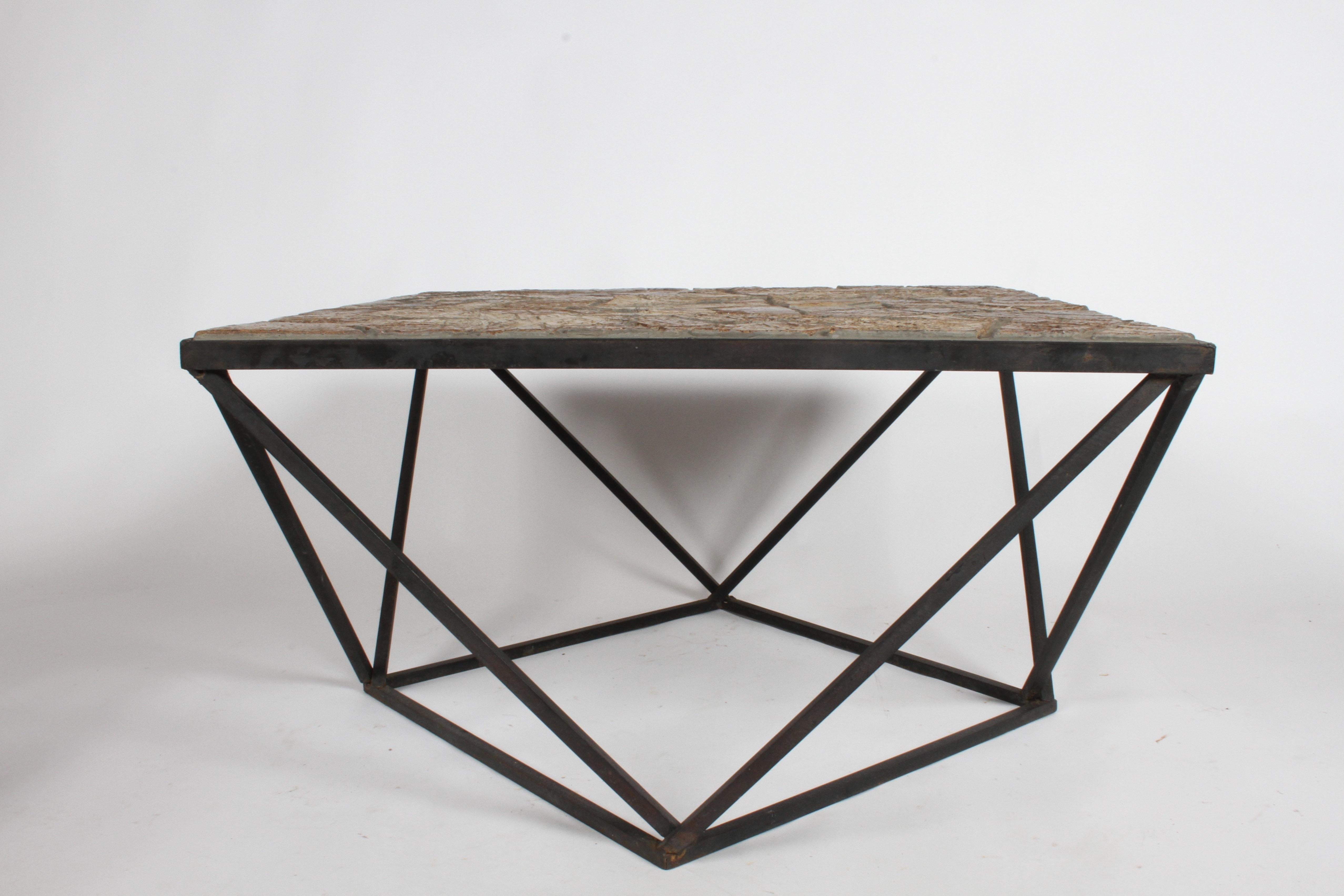 J. Ormond Sanderson Straw Valley Pottery Mid-Century Modern Cubist Coffee Table  In Good Condition For Sale In St. Louis, MO
