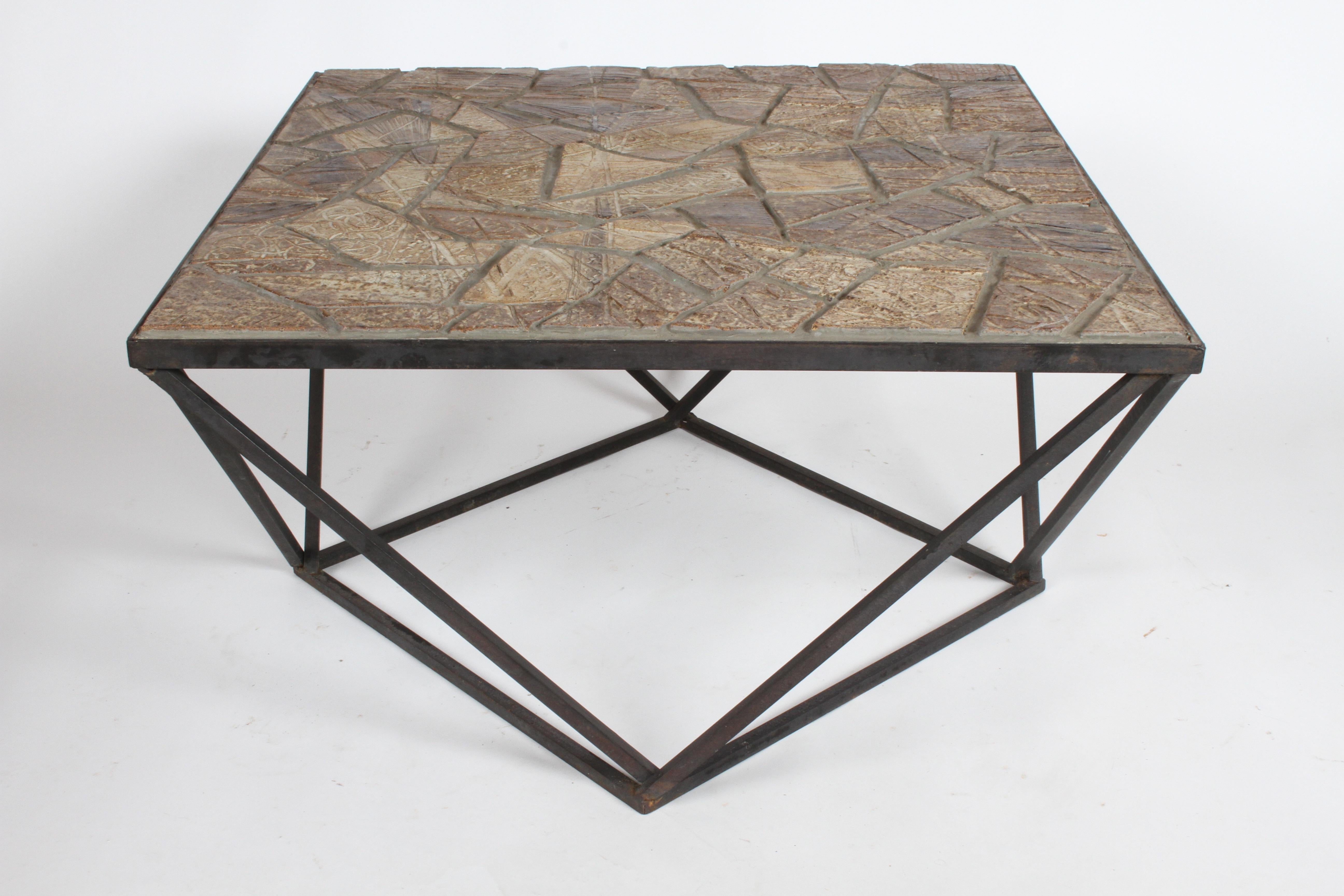 Mid-20th Century J. Ormond Sanderson Straw Valley Pottery Mid-Century Modern Cubist Coffee Table  For Sale