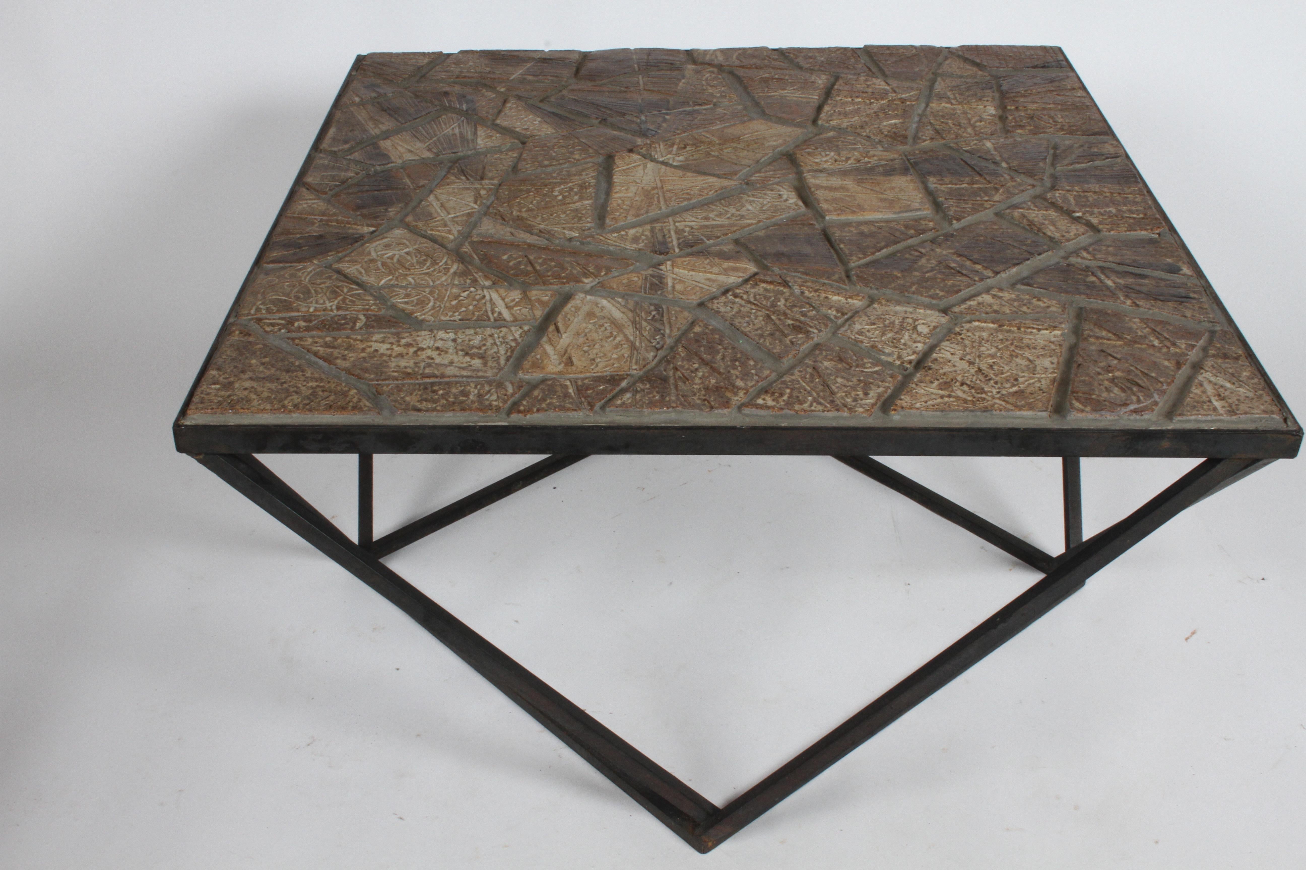 J. Ormond Sanderson Straw Valley Pottery Mid-Century Modern Cubist Coffee Table  For Sale 1