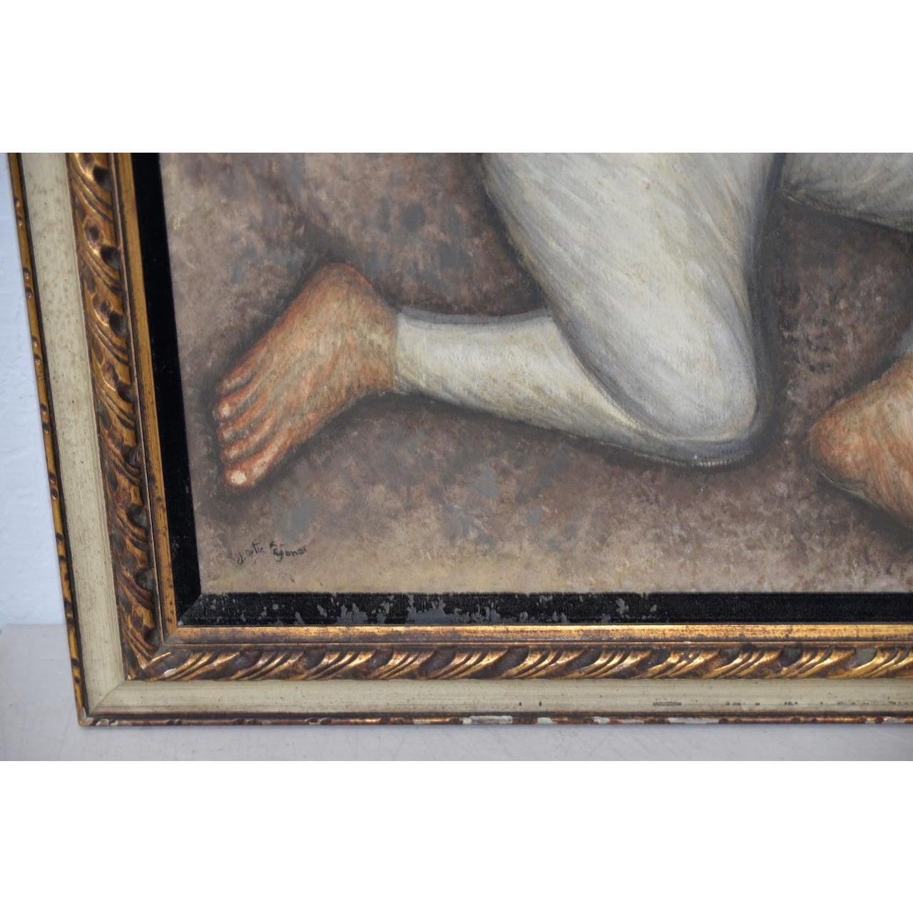 Jesus Ortiz Tajonar (1919-1990) Garçon mexicain avec masque de guerrier animal en papier mâché

c.1950s

Fantastique peinture à l'huile moderne du milieu du siècle par l'artiste mexicain Jesus Ortiz Tajonar.

Les œuvres de J. Ortiz Tajonar