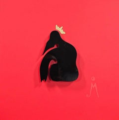 Stages of Love - Acrylic Models: Her on Black with Gold Crown over Red