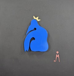 Stages of Love - Acrylic Models: Her on Blue with Gold Crown over Black