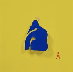 Stages of Love - Acrylic Models: Her on Blue with Gold Crown over Yellow