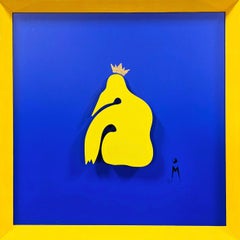 Stages of Love - Acrylic Models: Her on Yellow with Gold Crown over Blue