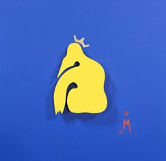 Stages of Love - Acrylic Models: Her on Yellow with Gold Crown over Blue