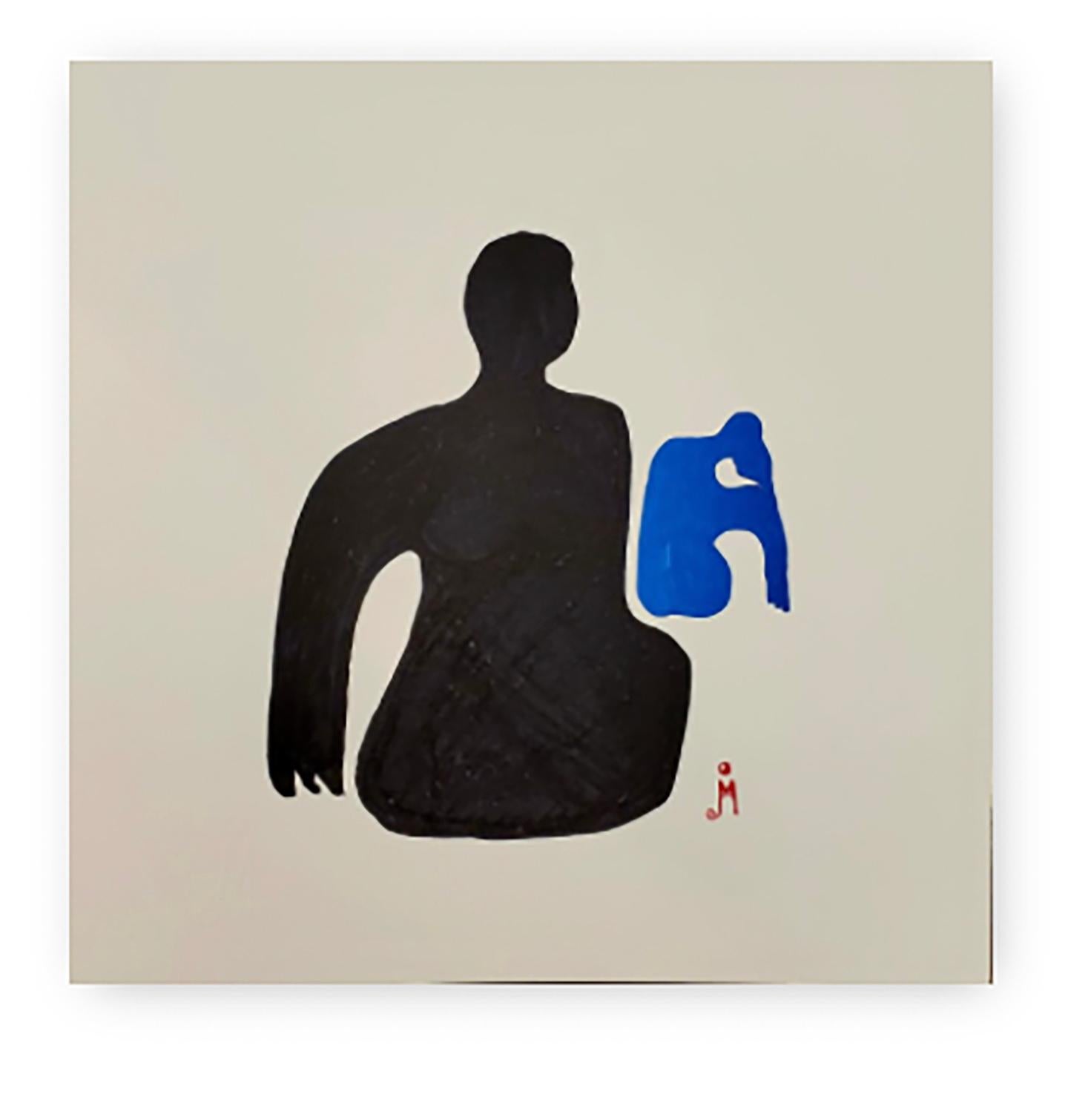 J. Oscar Molina Figurative Painting - Black L and Blue S