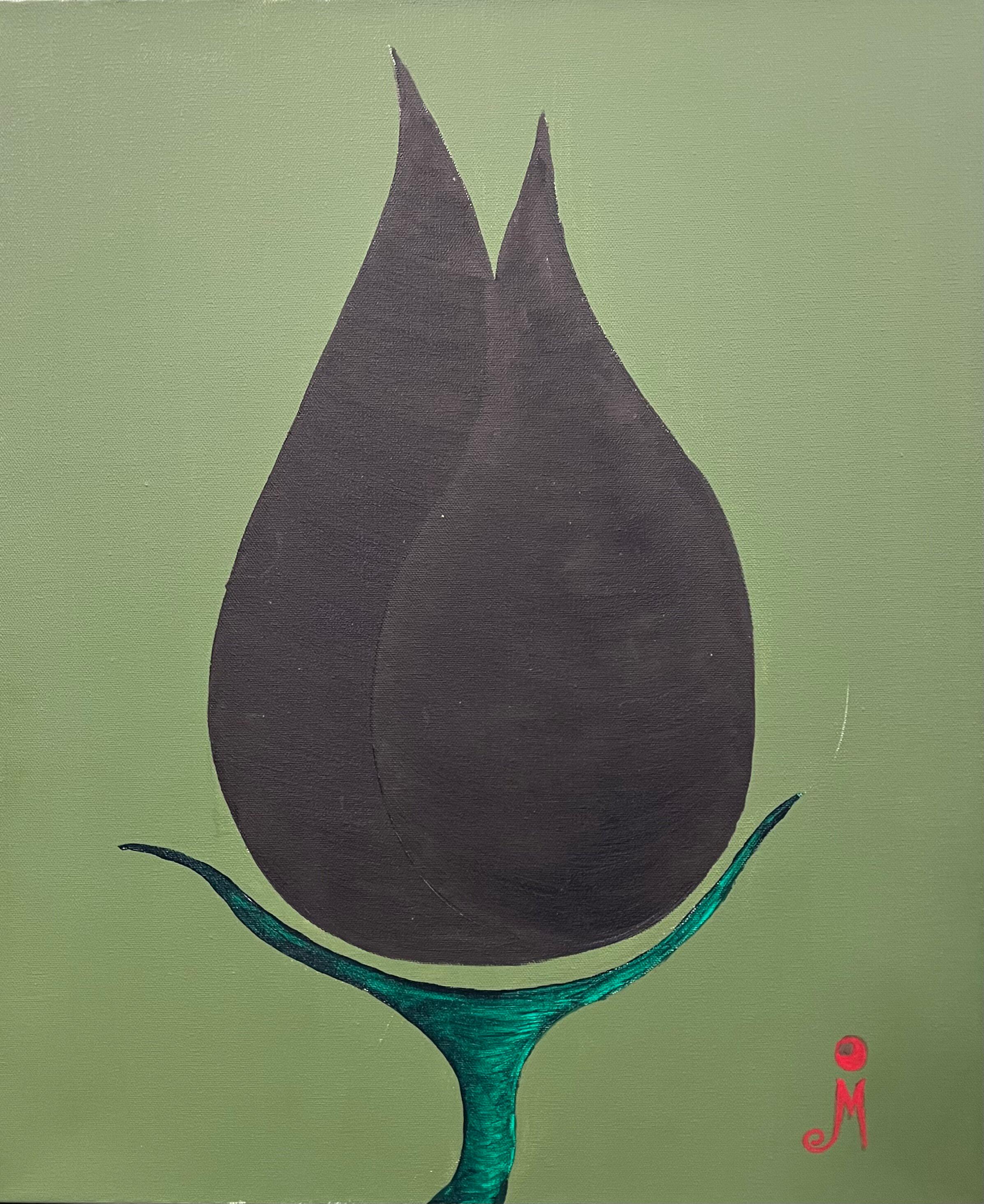 Schwarze Tulpe – Painting von J. Oscar Molina