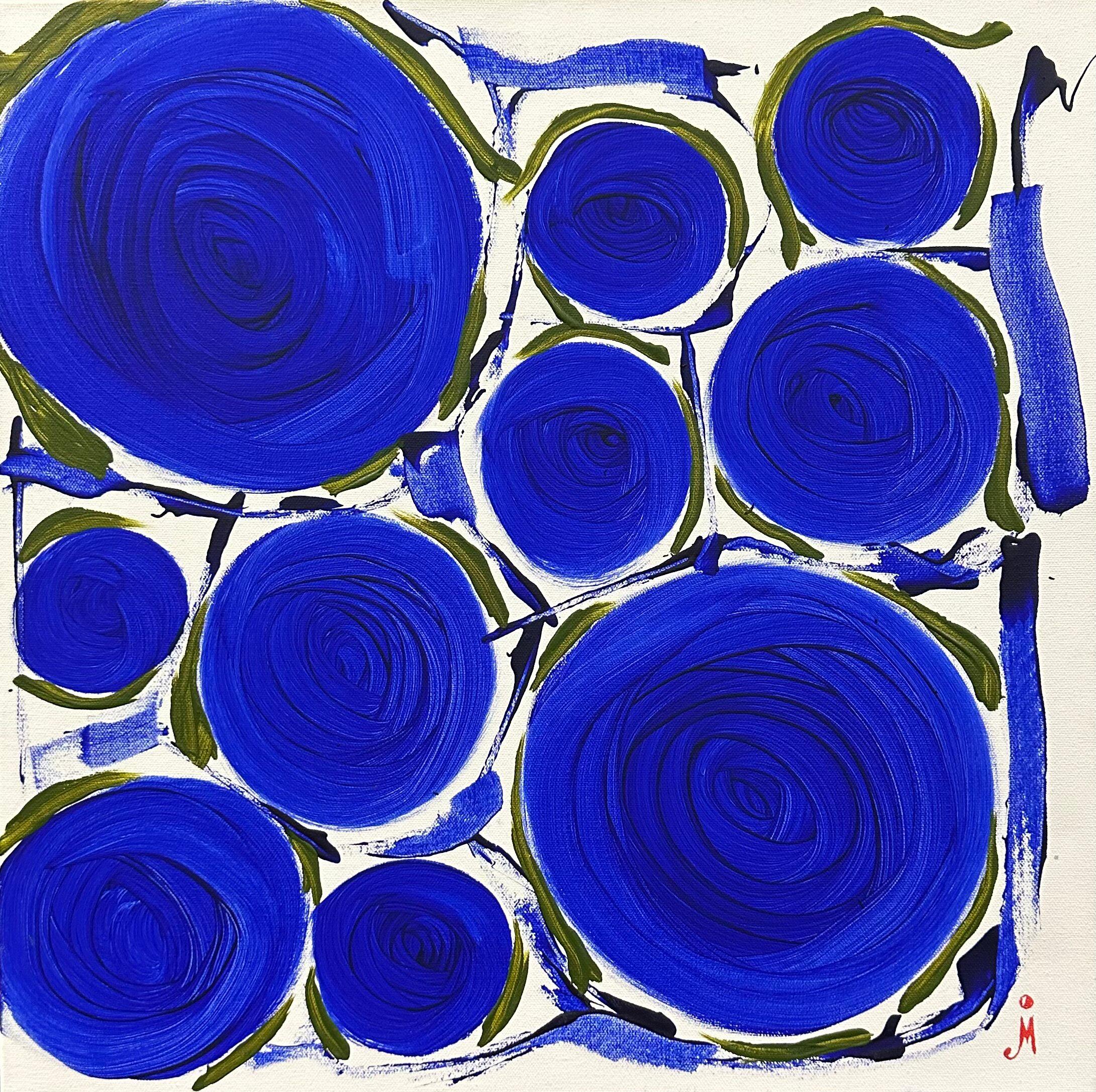 Blue Roses #2 - Painting by J. Oscar Molina