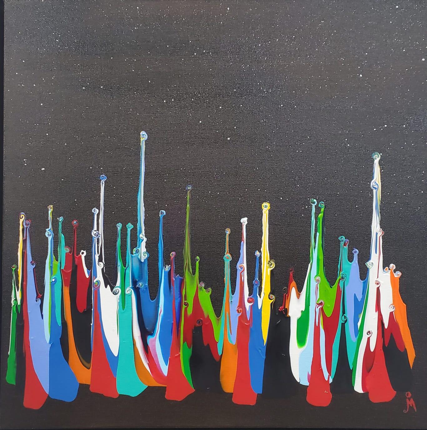 Children of the World: Midnight #10 - Abstract Painting by J. Oscar Molina