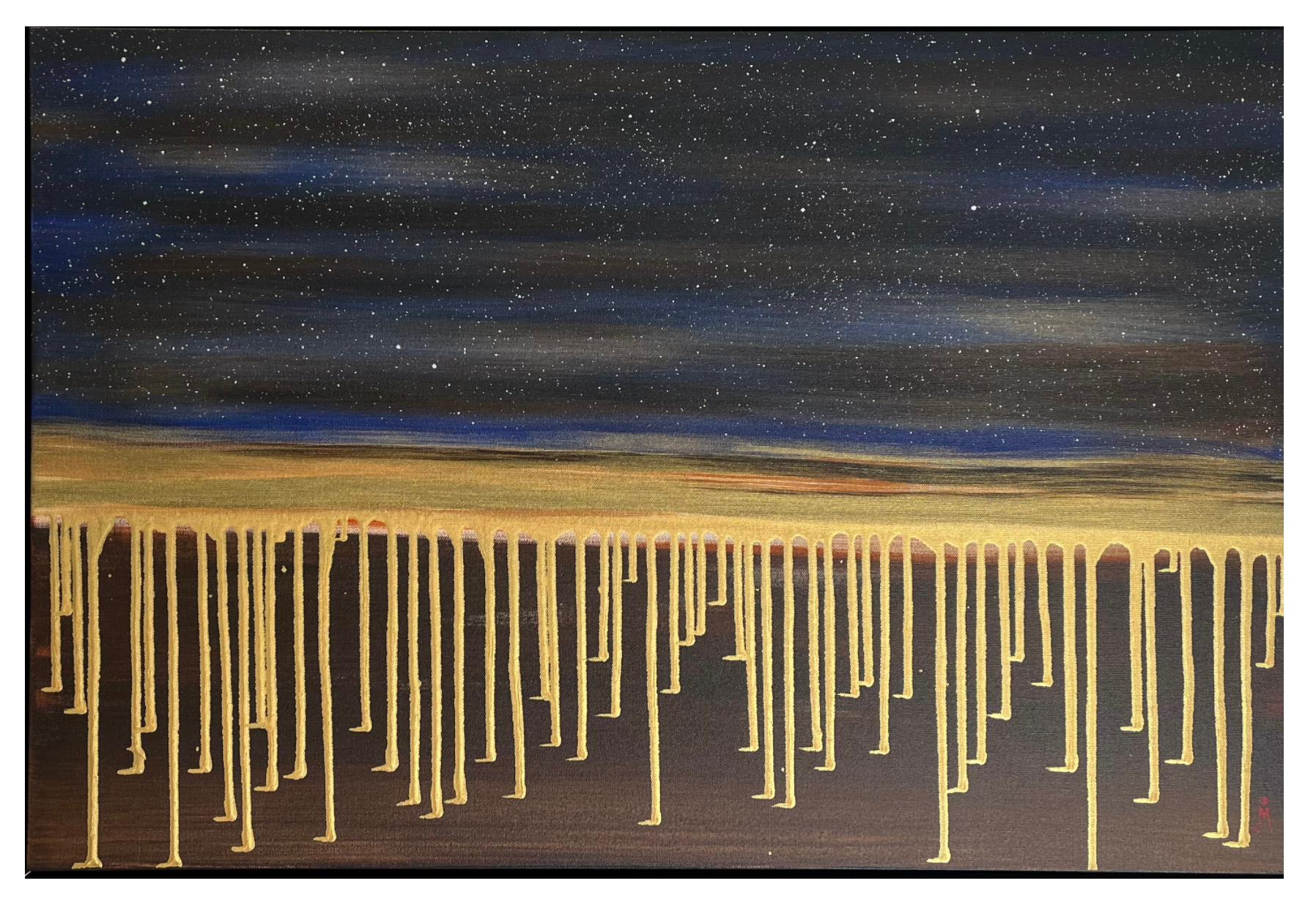 J. Oscar Molina Abstract Painting – Goldtropfen