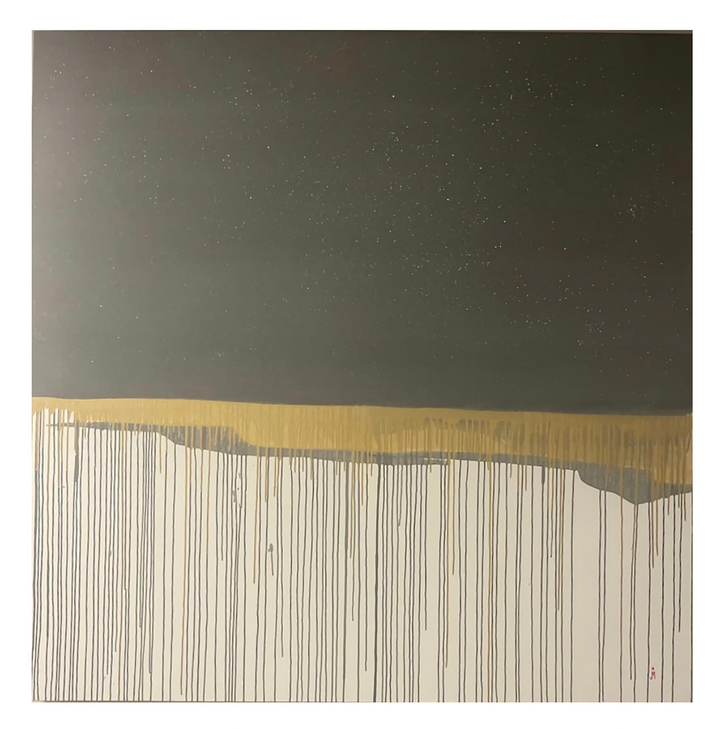 J. Oscar Molina Abstract Painting - Gold Rain Drops #2