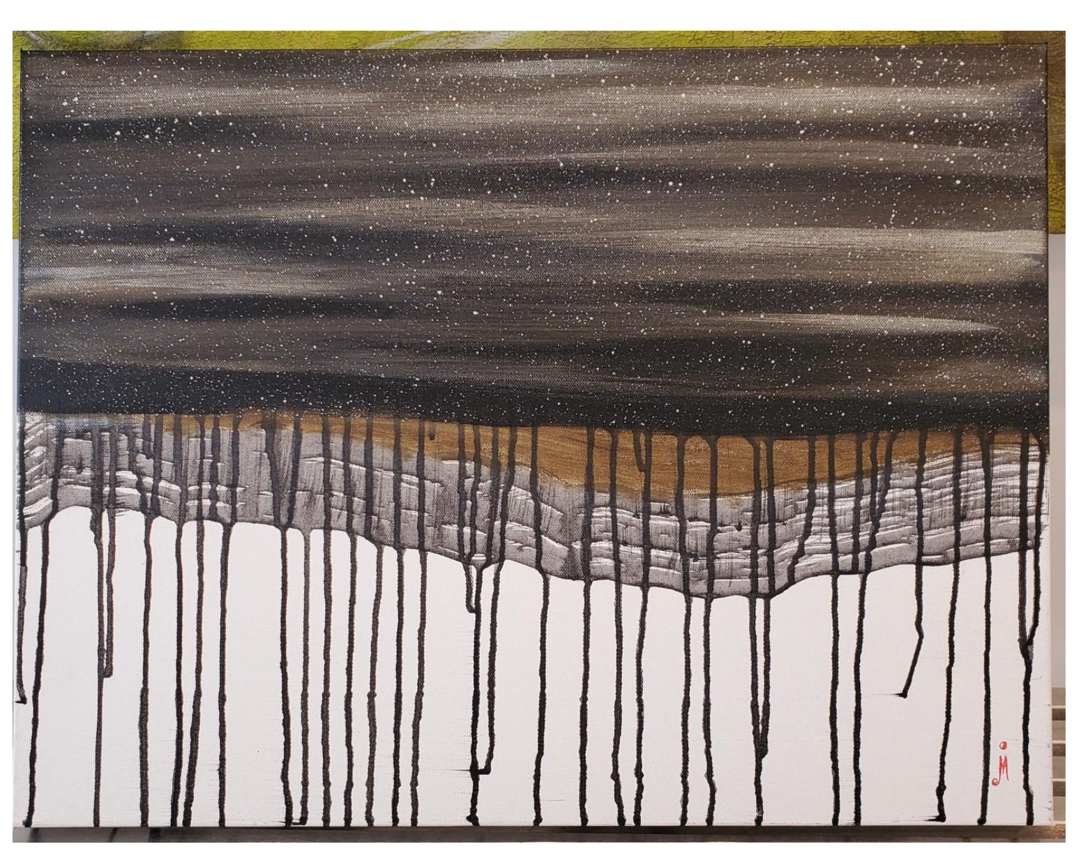 J. Oscar Molina Abstract Painting - Graywash Rain Drop 3