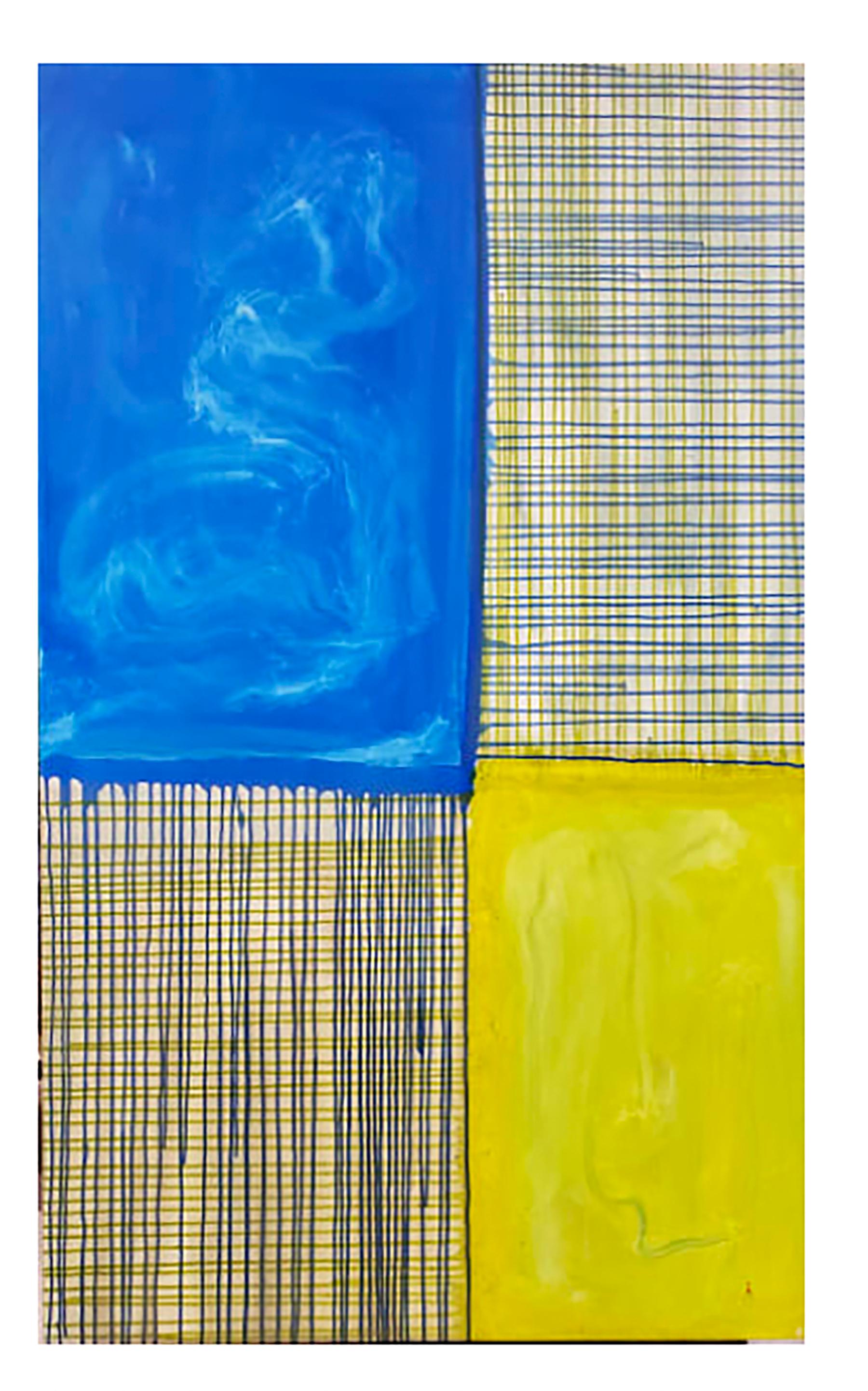 J. Oscar Molina Abstract Painting - Rain Drops Blue & Green