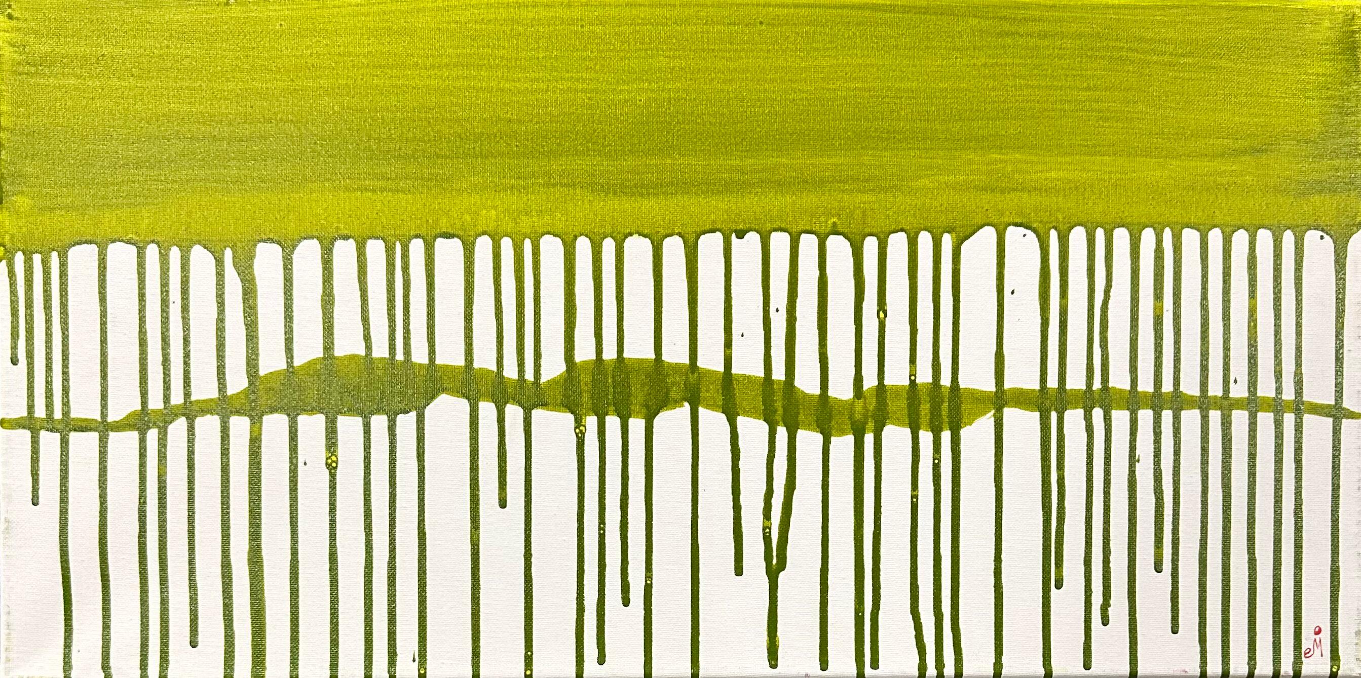 J. Oscar Molina Abstract Painting - Raindrops: Green