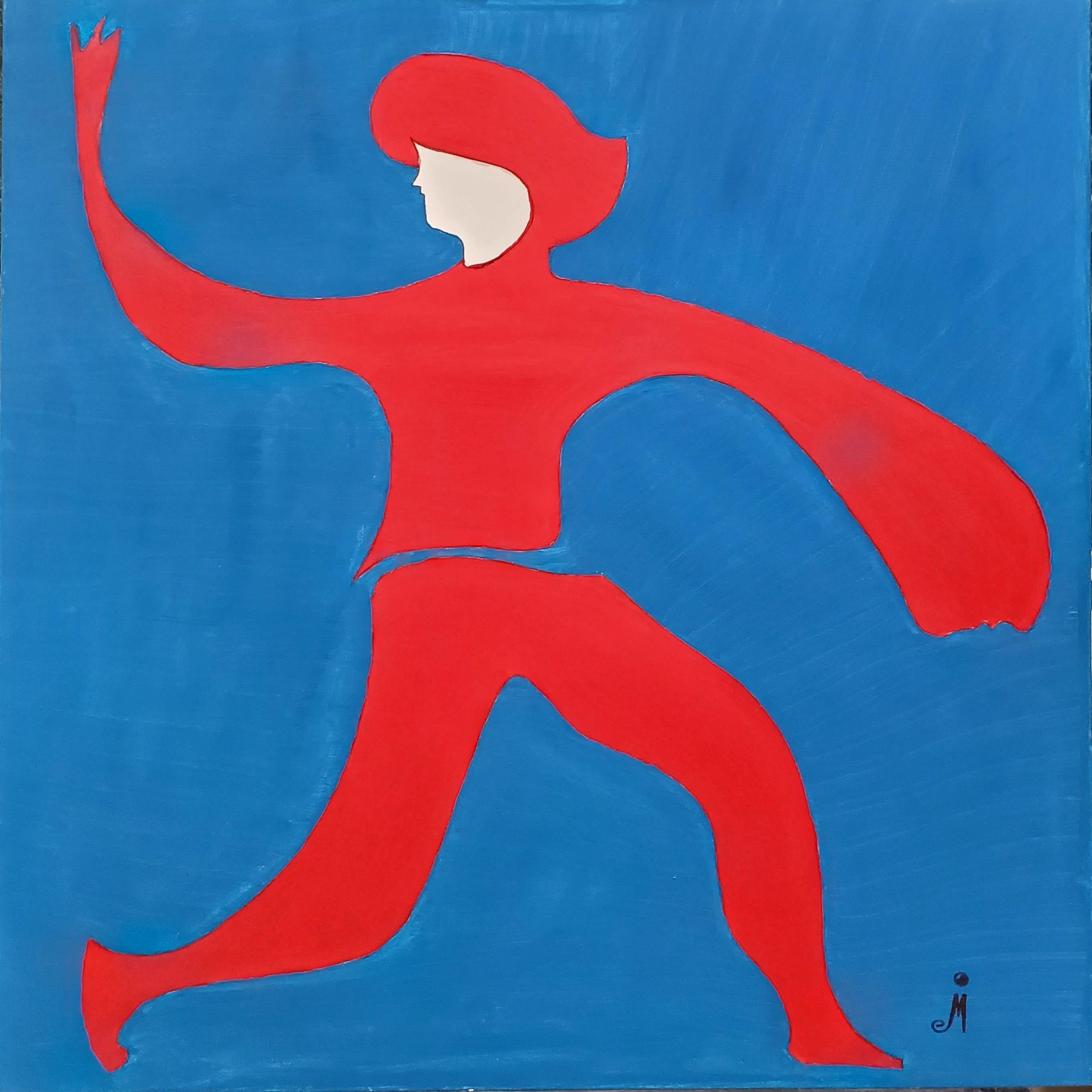 J. Oscar Molina Figurative Painting - Red Dancer #1