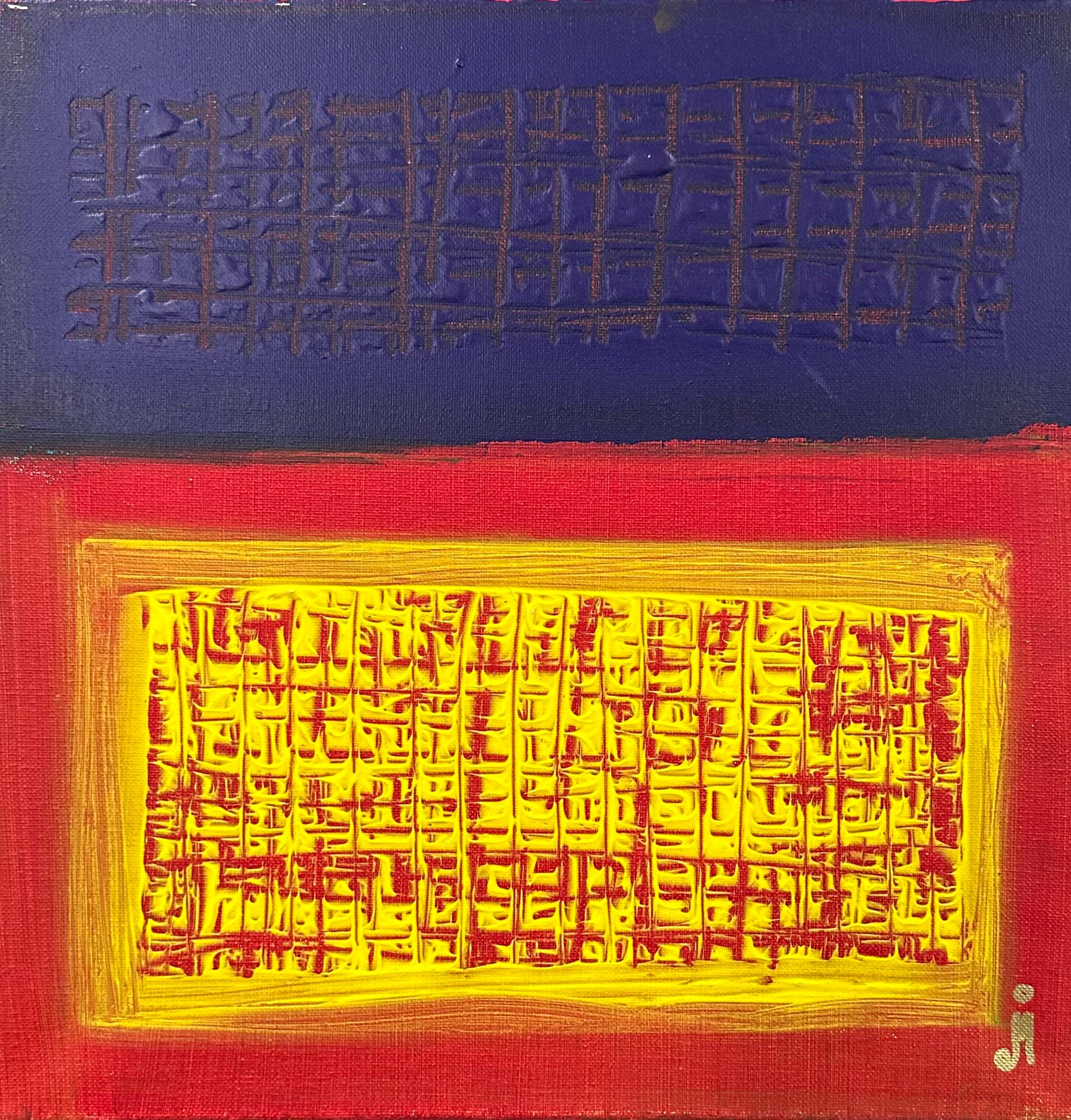 J. Oscar Molina Abstract Painting - Riddles on Blue & Yellow