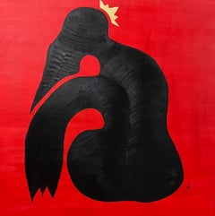 Stages of Love: Her on Black with Gold Crown over Red #1