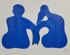 Stages of Love: Him & Her on Blue over White