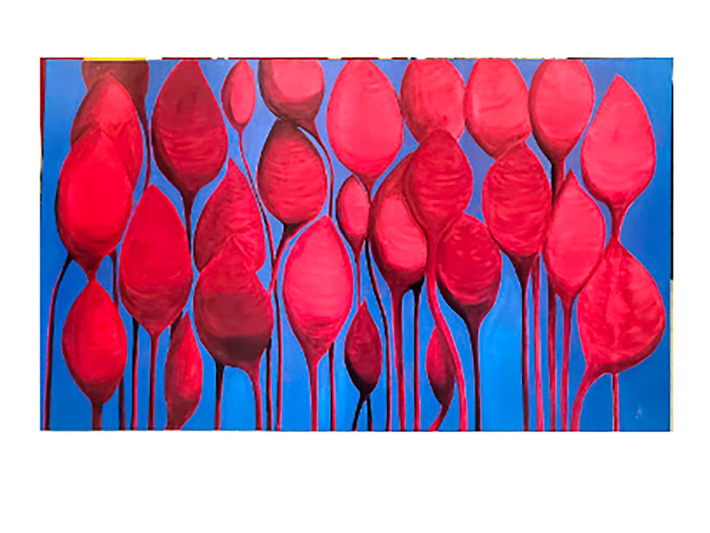 Figurative Painting J. Oscar Molina - Tulipanes en Rojo III