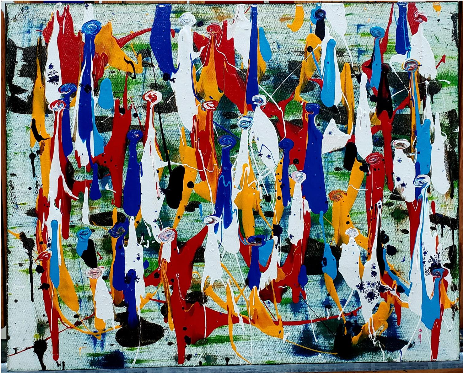 J. Oscar Molina Abstract Painting - Walkers 9
