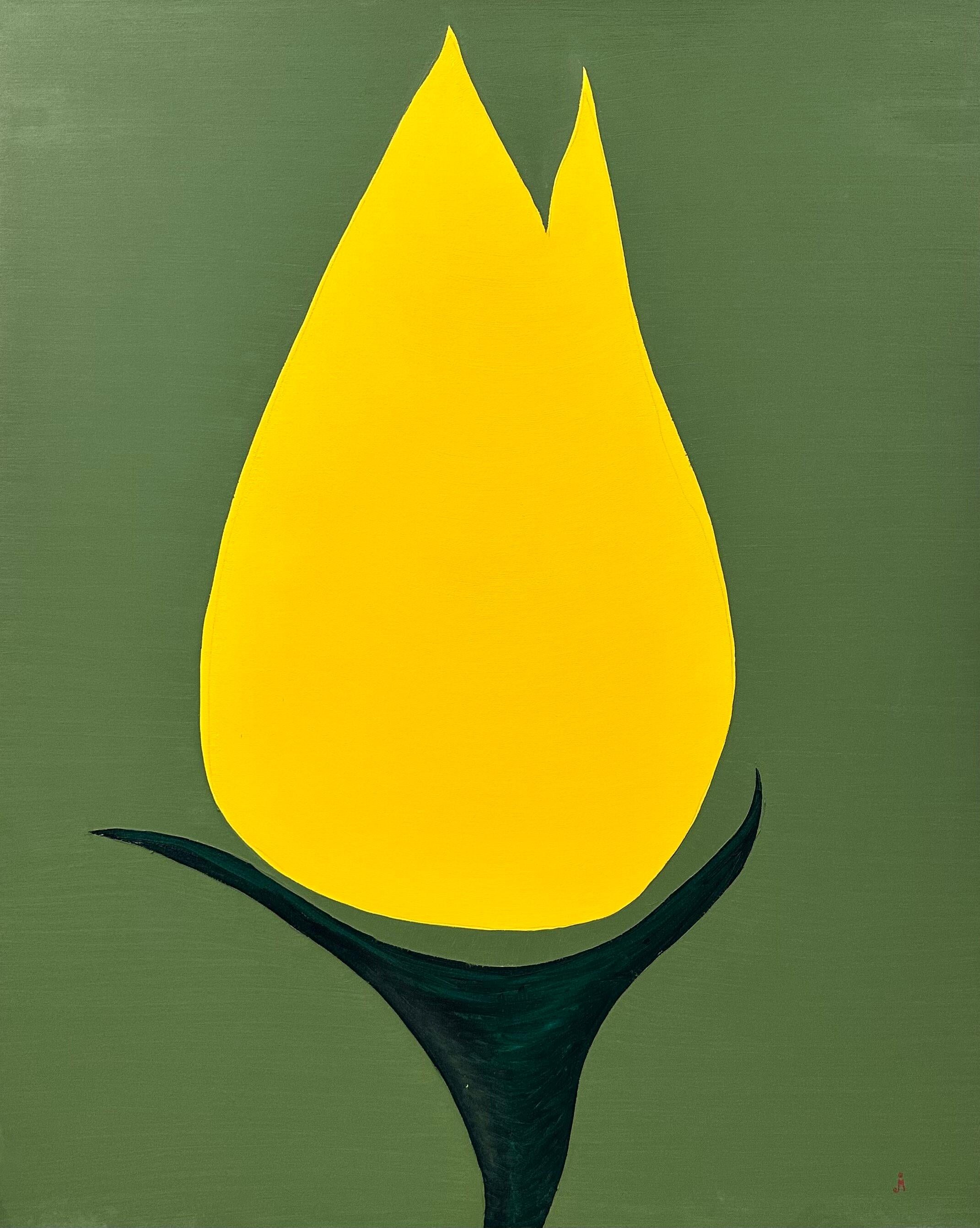 Yellow Tulip - Painting by J. Oscar Molina