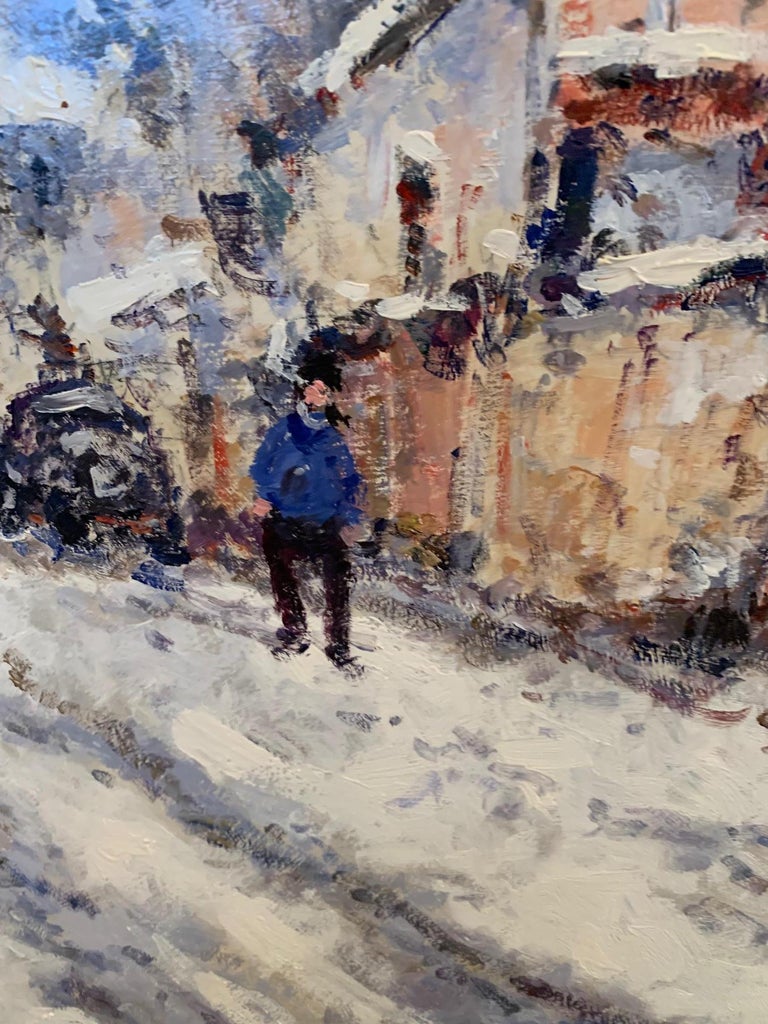 J P Dubord Original Large Canvas Painting of Winter Scene 1