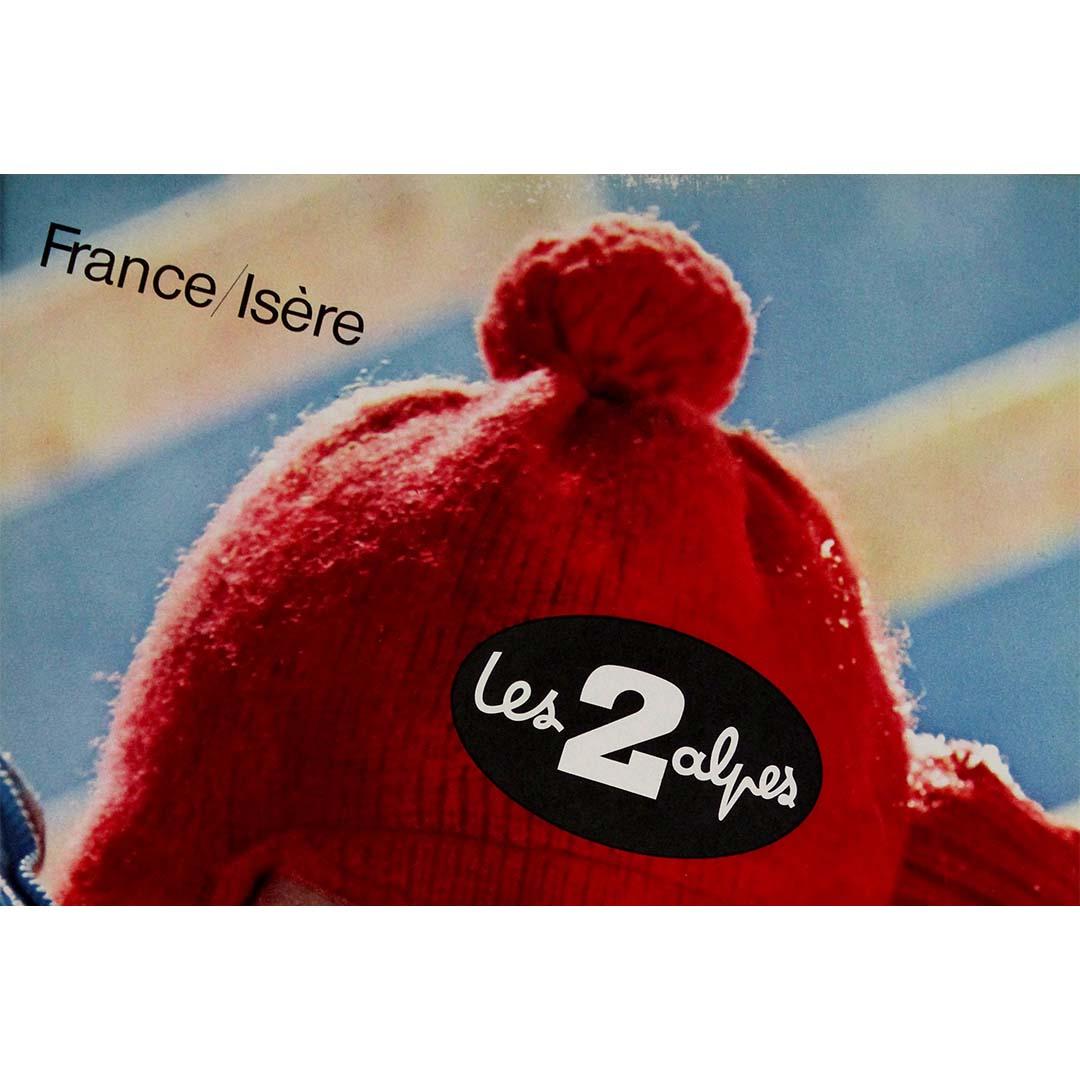 Vintage 1969 Reiseplakat - Les 2 Alpes, eines der bekanntesten Skigebiete Frankreichs im Angebot 1