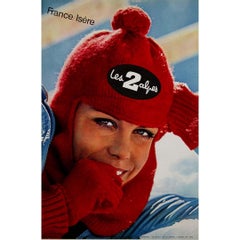 Vintage 1969 travel poster - Les 2 Alpes, one of France’s most iconic ski resort