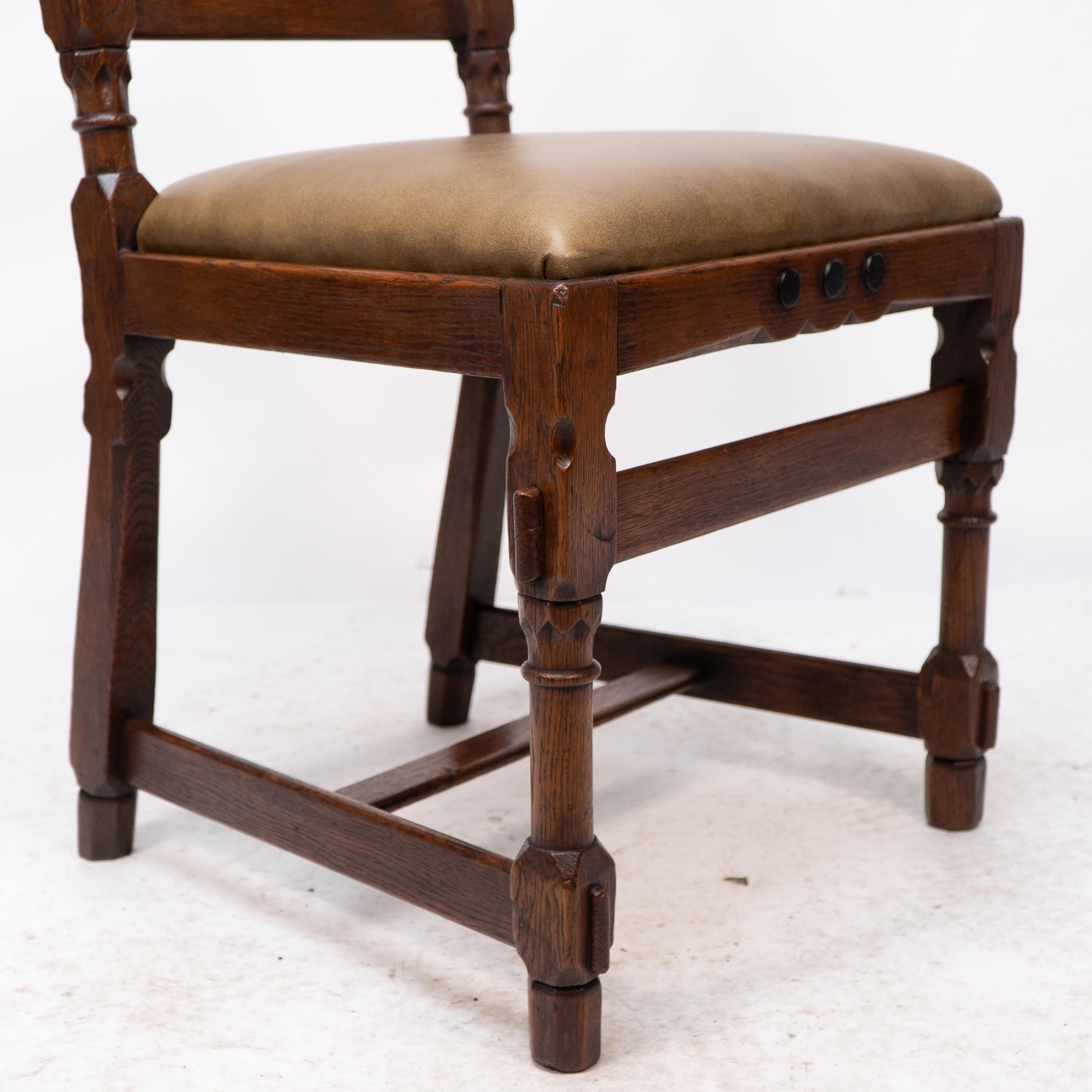 J P Seddon attri. An Aesthetic Movement oak side chair with ebonized circles For Sale 4