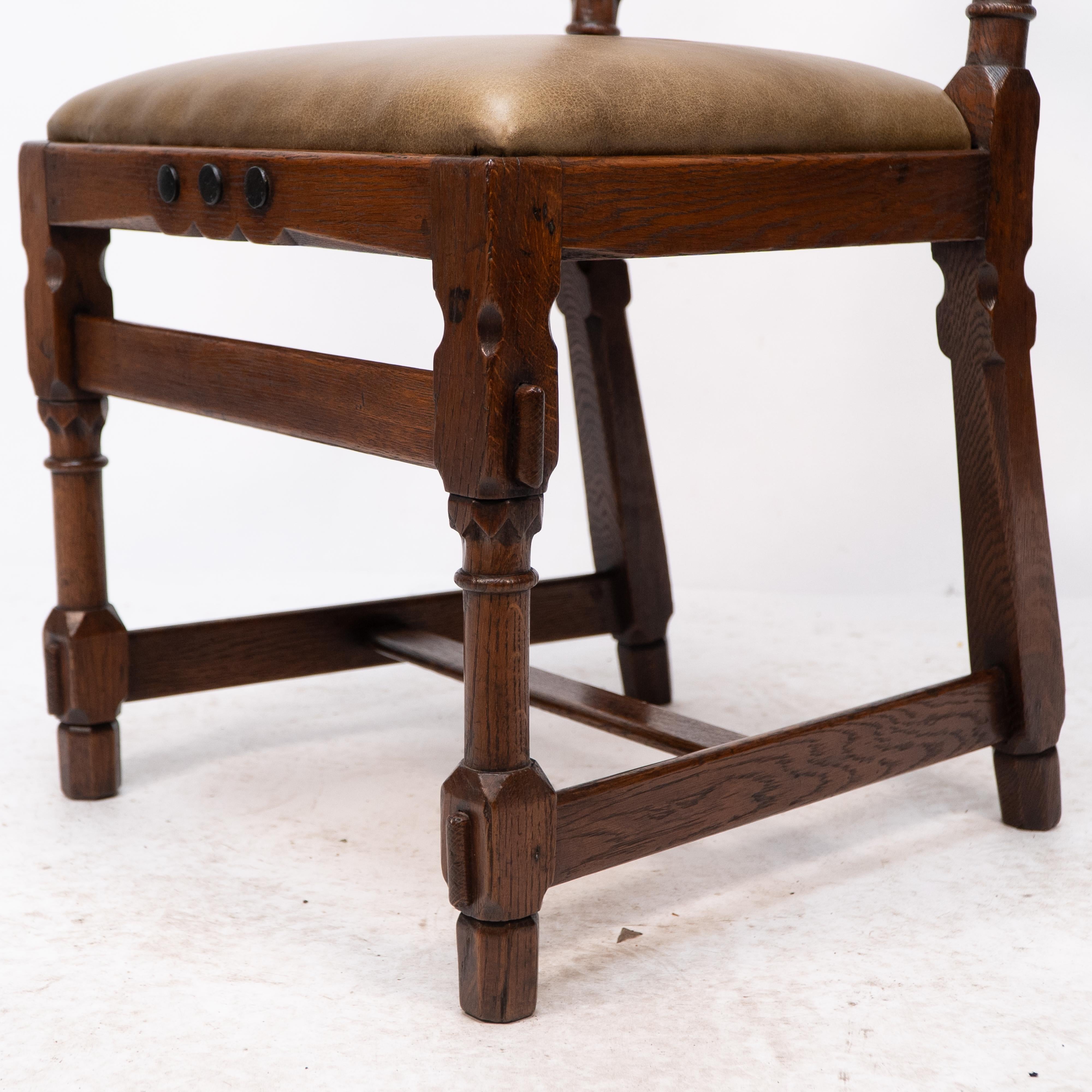 J P Seddon attri. An Aesthetic Movement oak side chair with ebonized circles For Sale 8