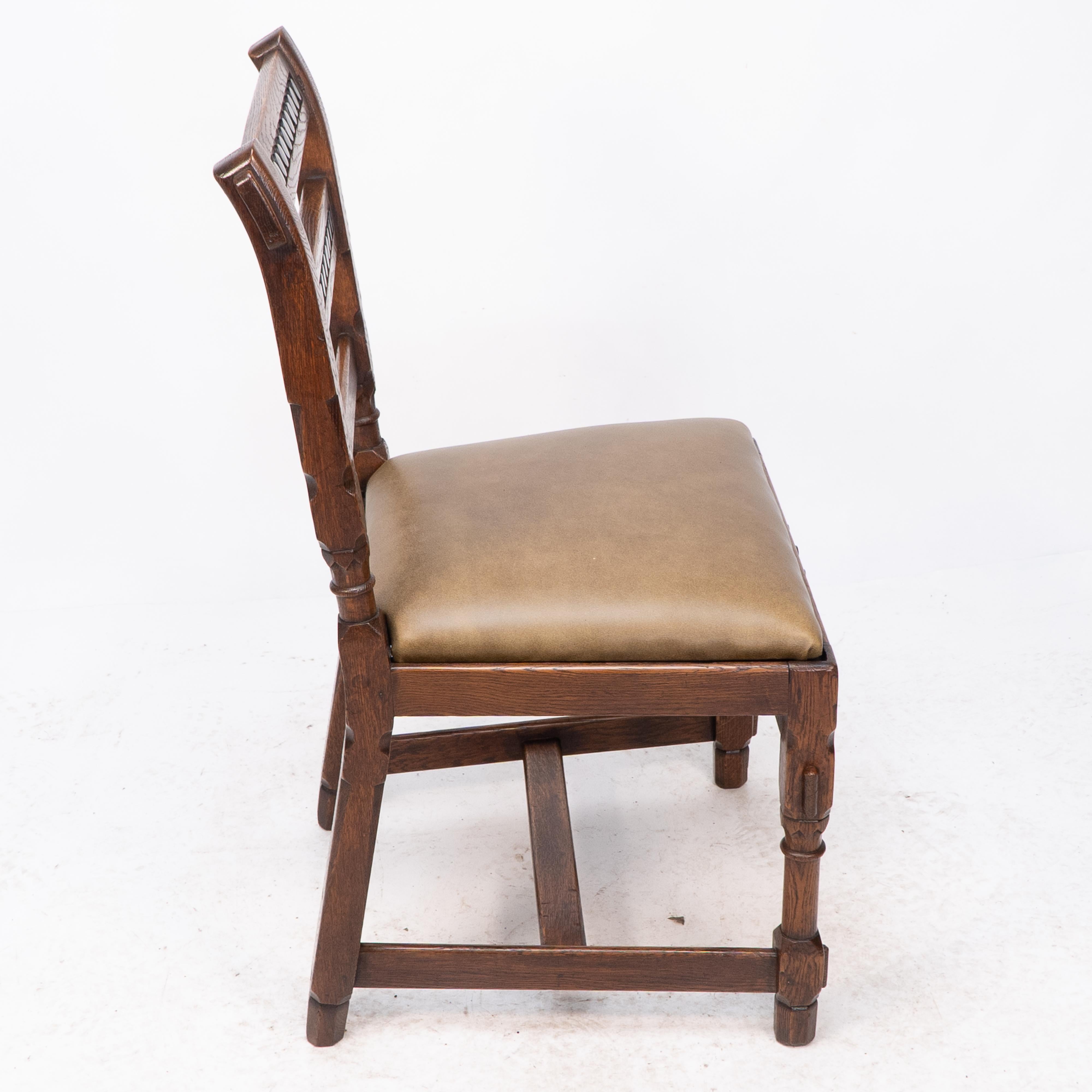 Late 19th Century J P Seddon attri. An Aesthetic Movement oak side chair with ebonized circles For Sale