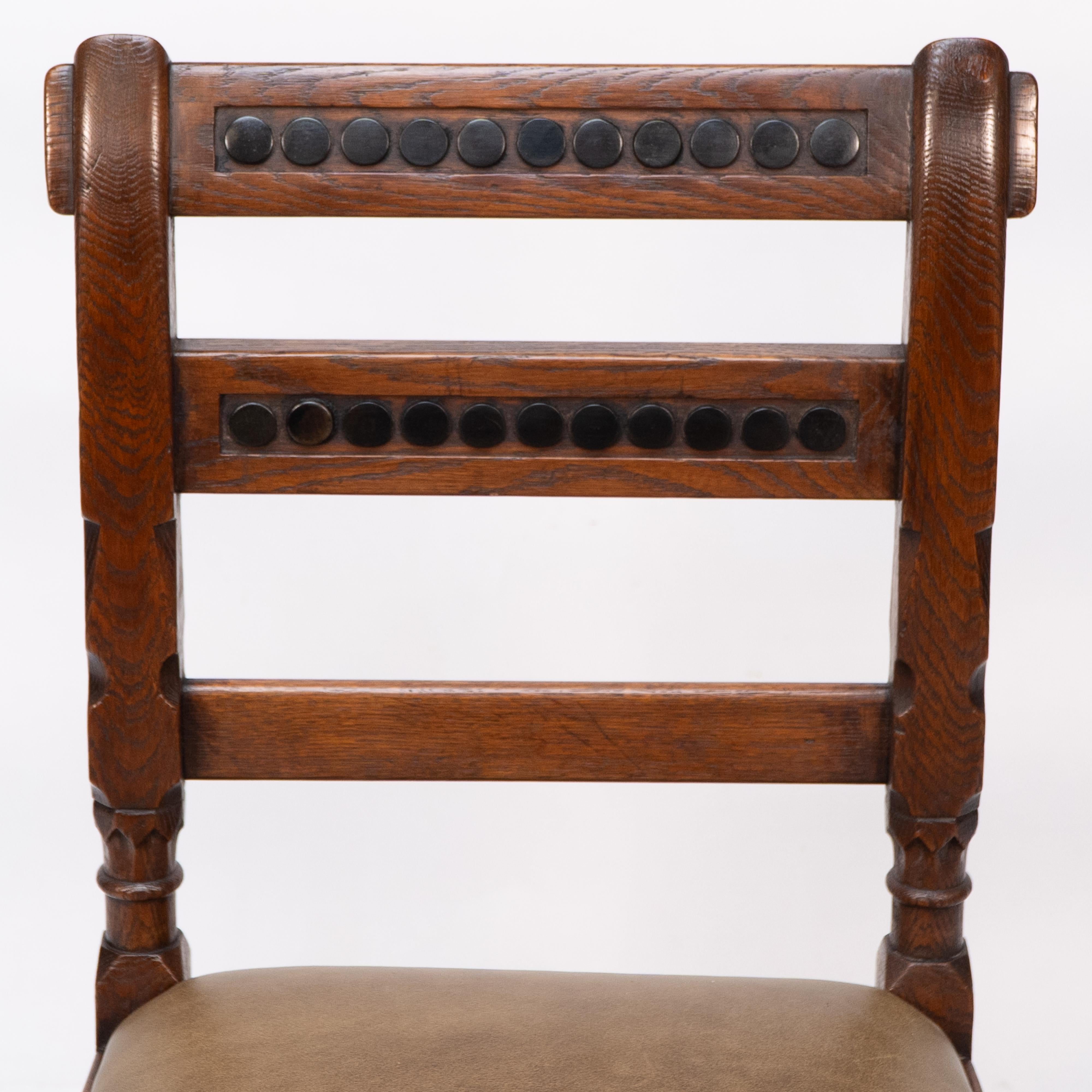 Oak J P Seddon attri. An Aesthetic Movement oak side chair with ebonized circles For Sale