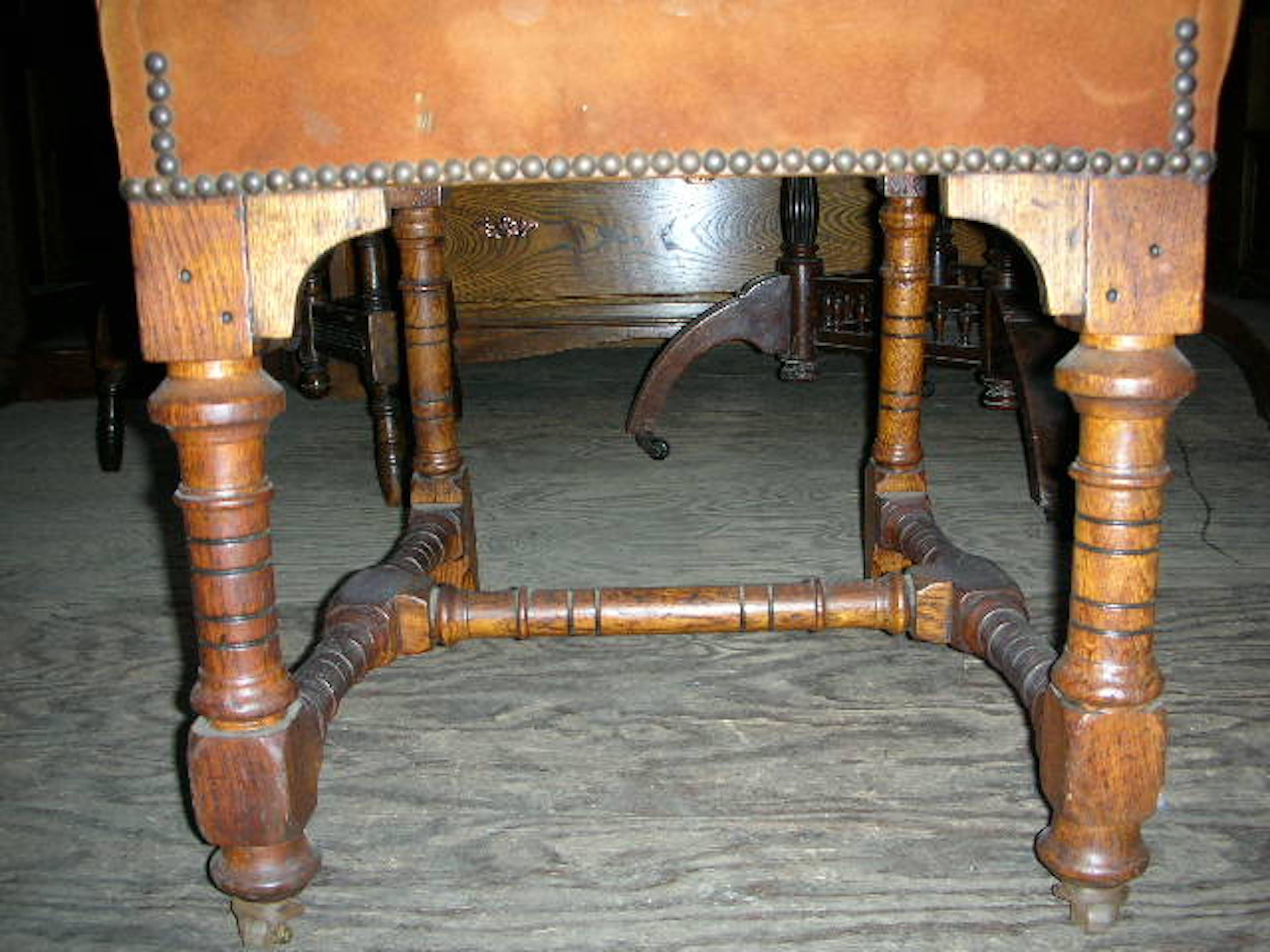 Oak J P Seddon, Exhibited Crystal Palace 1851. Six Gothic Revival oak dining chairs For Sale