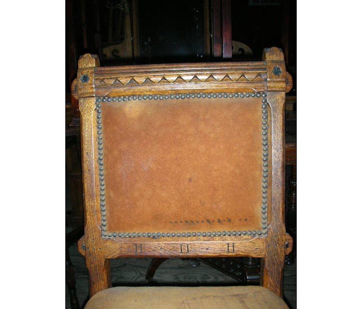 J P Seddon, Exhibited Crystal Palace 1851. Six Gothic Revival oak dining chairs For Sale 3