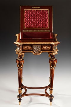 J-P. Tahan Attributed, Louis XVI Style Veneered Wood Jewel Table